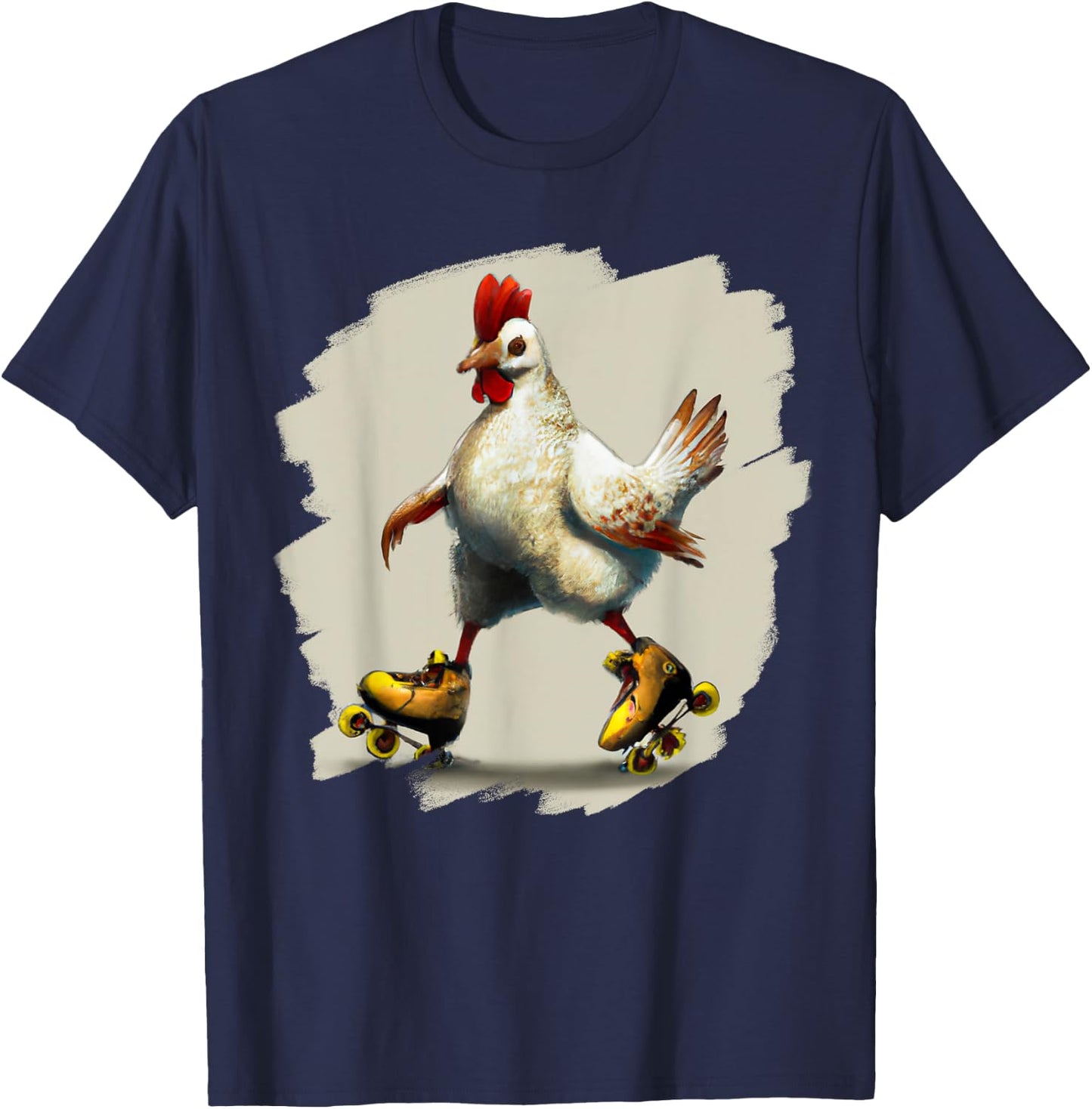 Funny Chicken Roller Skates Farm Animal Skating Roller Derby T-Shirt - T-Shirt | Navy