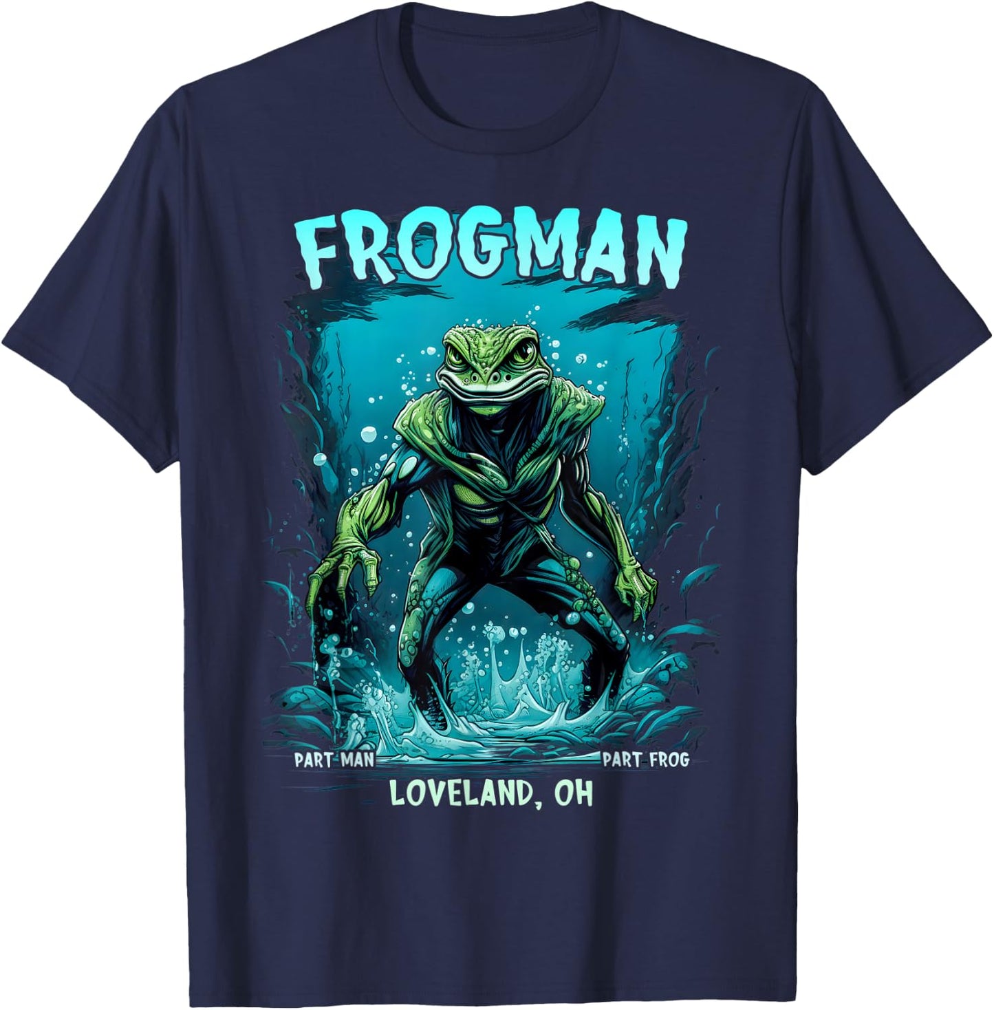 Loveland Frogman Cryptid Creature Cryptozoology T-Shirt - T-Shirt | Navy