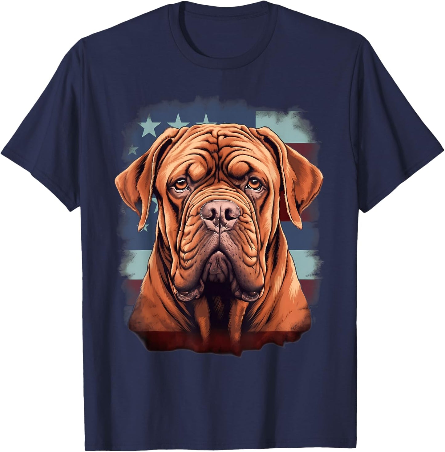4th Of July US Flag French Mastiff Dog T-Shirt - T-Shirt | Navy