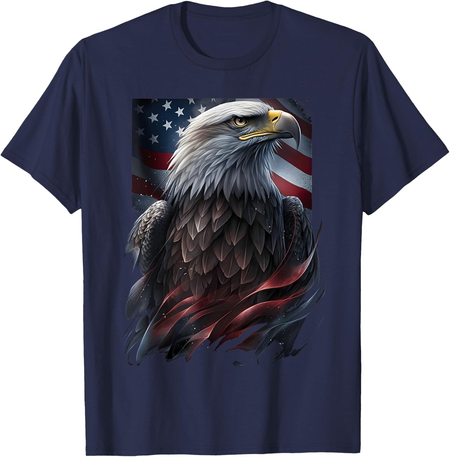 Eagle Bird 4th of July American Flag Veterans Memorial T-Shirt - T-Shirt | Navy