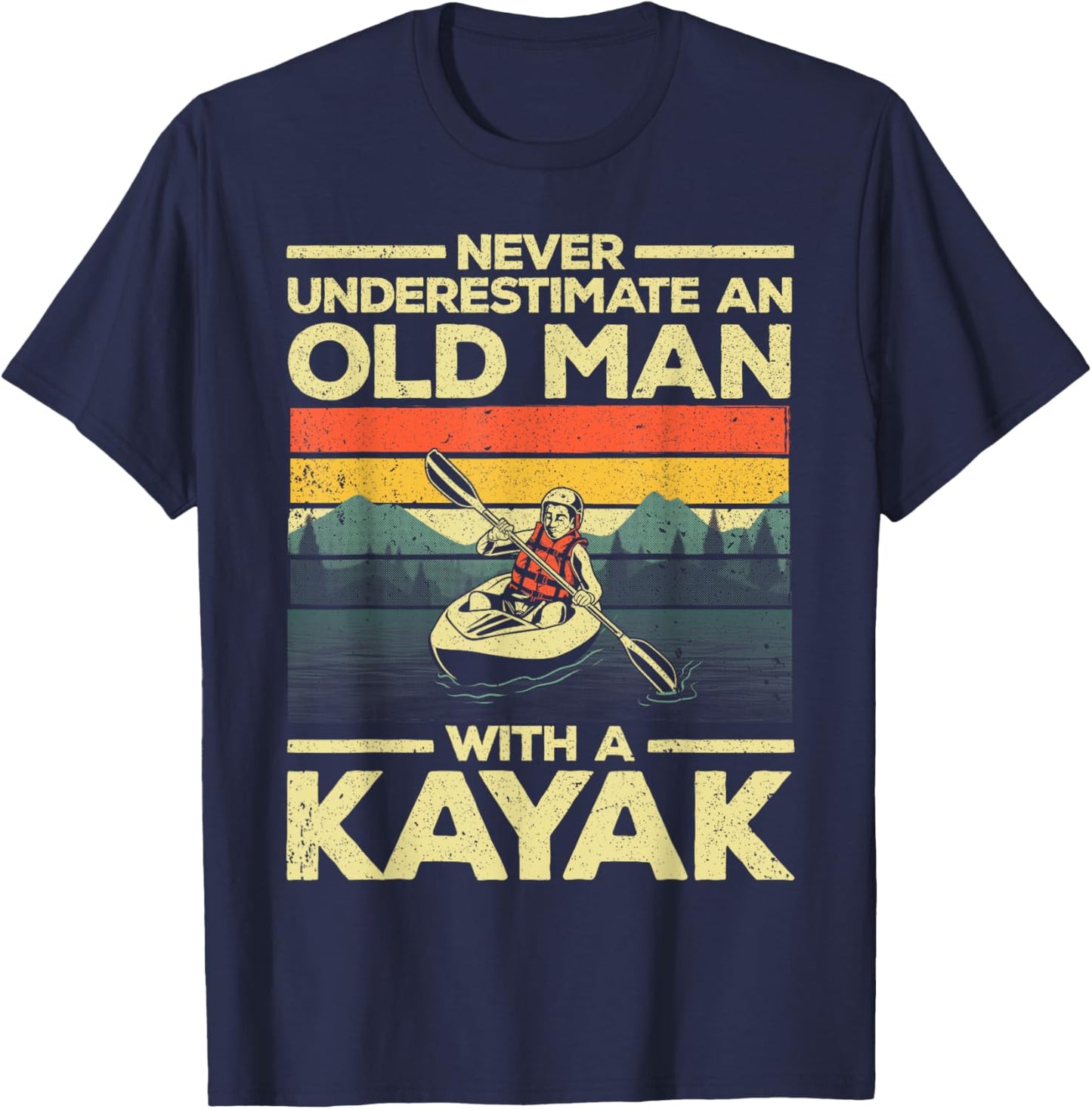 Funny Kayaking Design Grandpa Kayaker Kayak Lovers T-Shirt - T-Shirt | Navy
