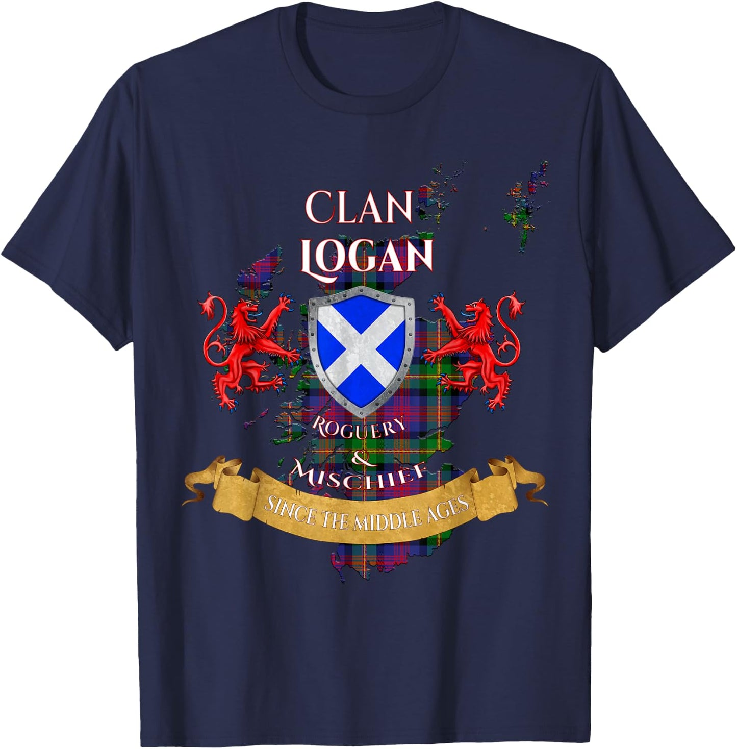 Logan Scottish Family Clan Middle Ages Mischief T-Shirt - T-Shirt | Navy