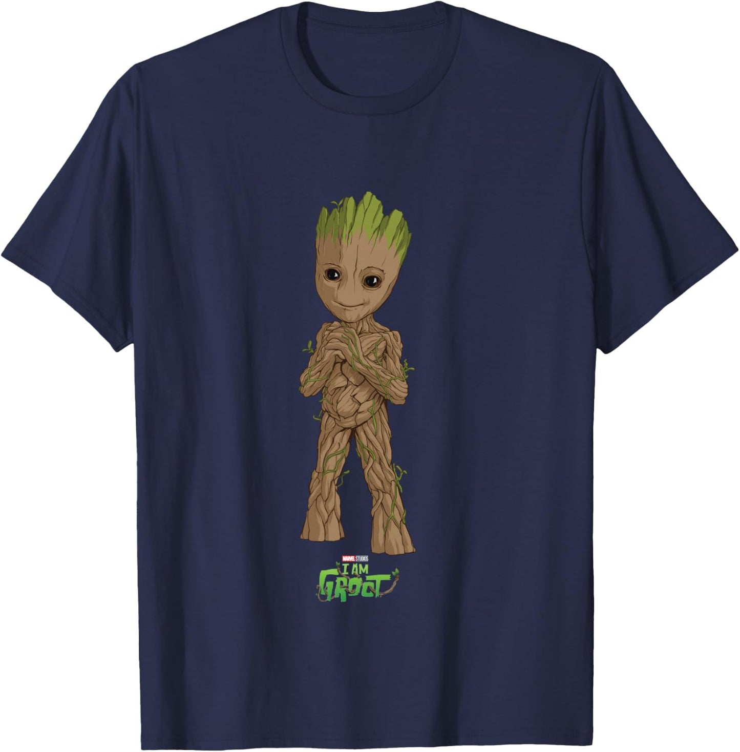 Marvel I Am Groot Super Cute Seedling Superhero Poster T-Shirt - T-Shirt | Navy