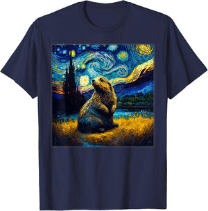 Surrealism Starry Night Marmot T-Shirt - T-Shirt | Navy