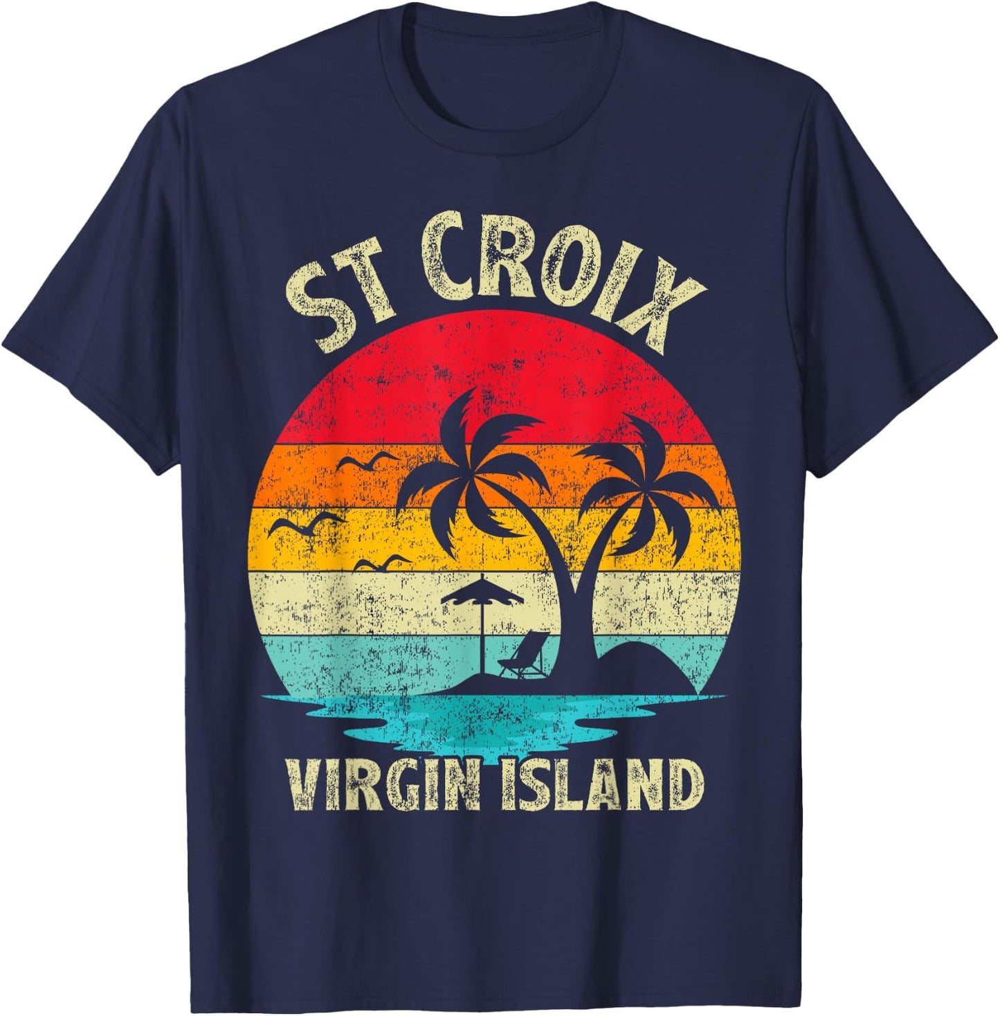 Family Vacation Vintage Retro Virgin Island St. Croix Beach Women T-Shirt - T-Shirt | Navy