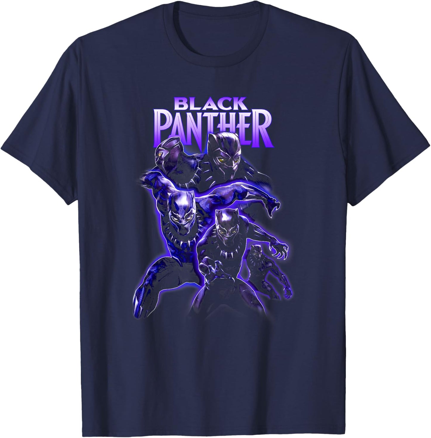 Marvel Black Panther: Wakanda Forever Purple Neon Panthers T-Shirt - T-Shirt | Navy