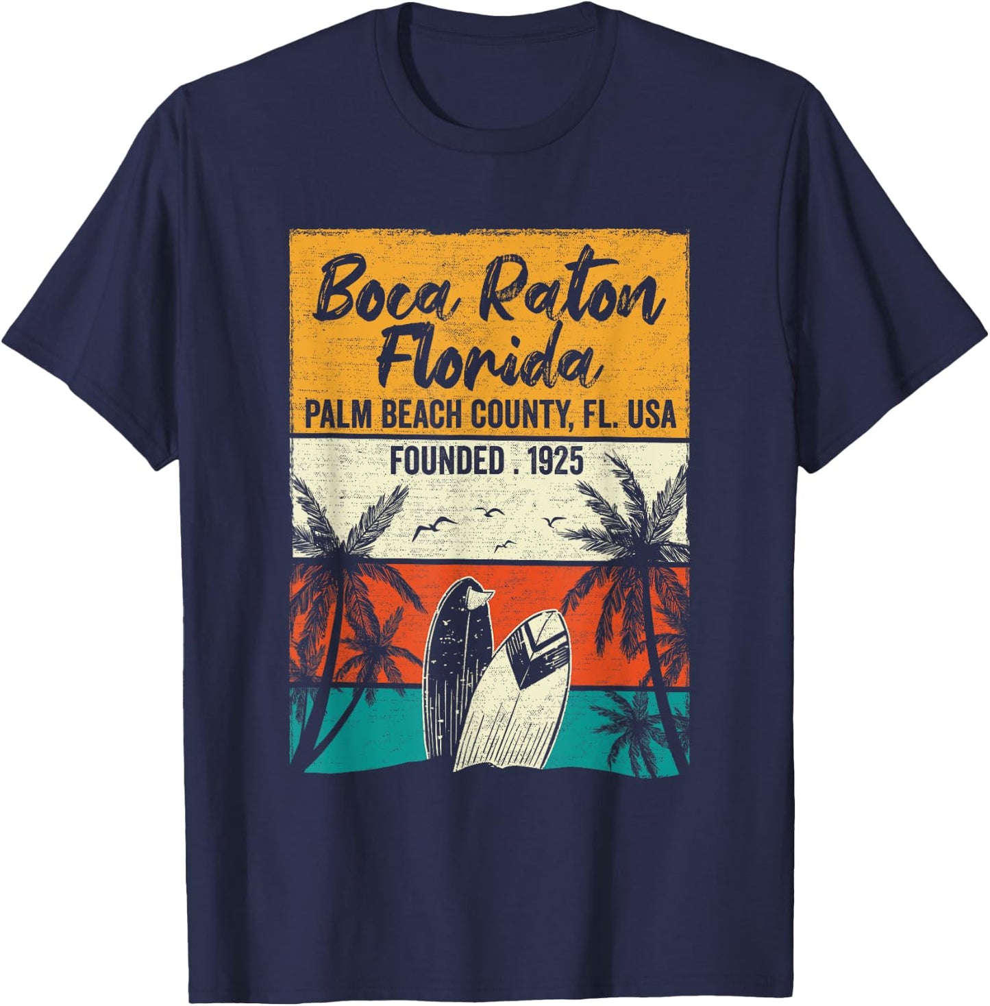 Retro Boca Raton FL Vintage Florida Men Women Kids T-Shirt - T-Shirt | Navy