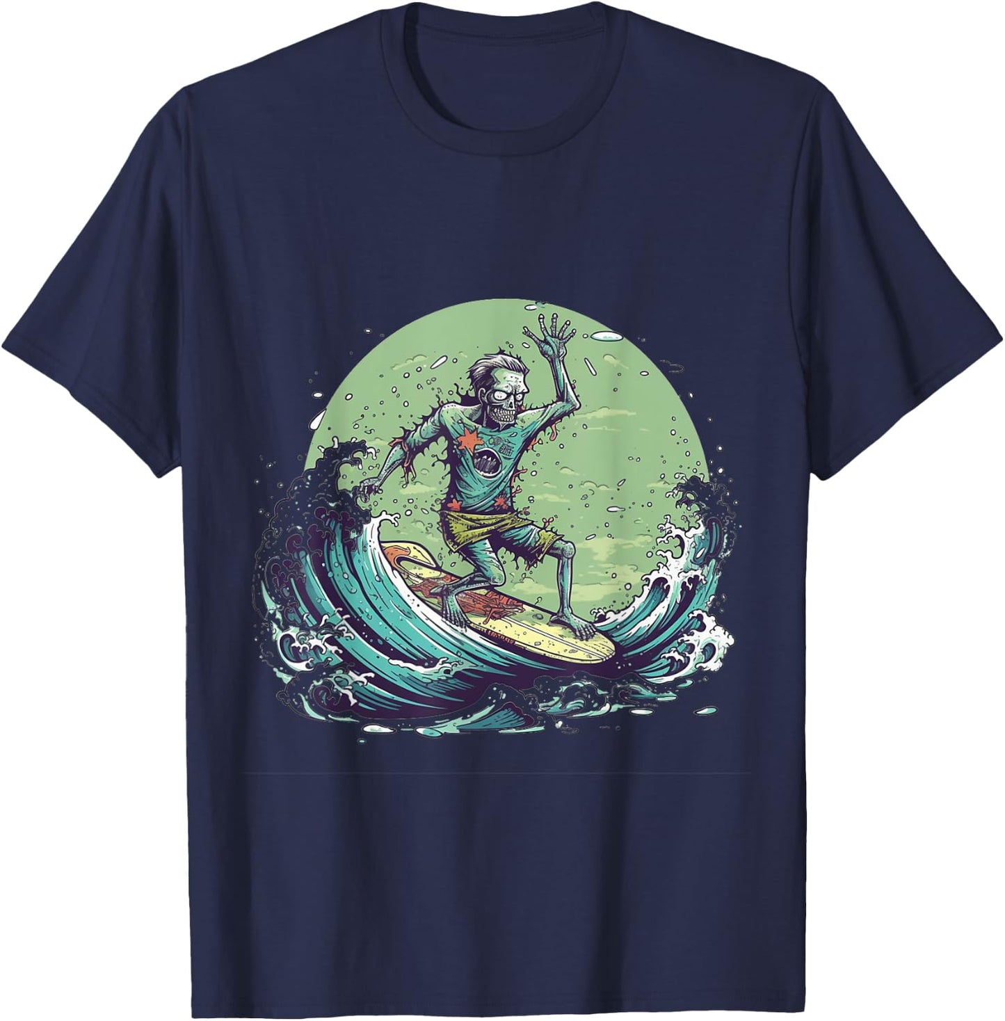 Zombie Surfing Halloween Costume Surf Surfer Men Women T-Shirt - T-Shirt | Navy