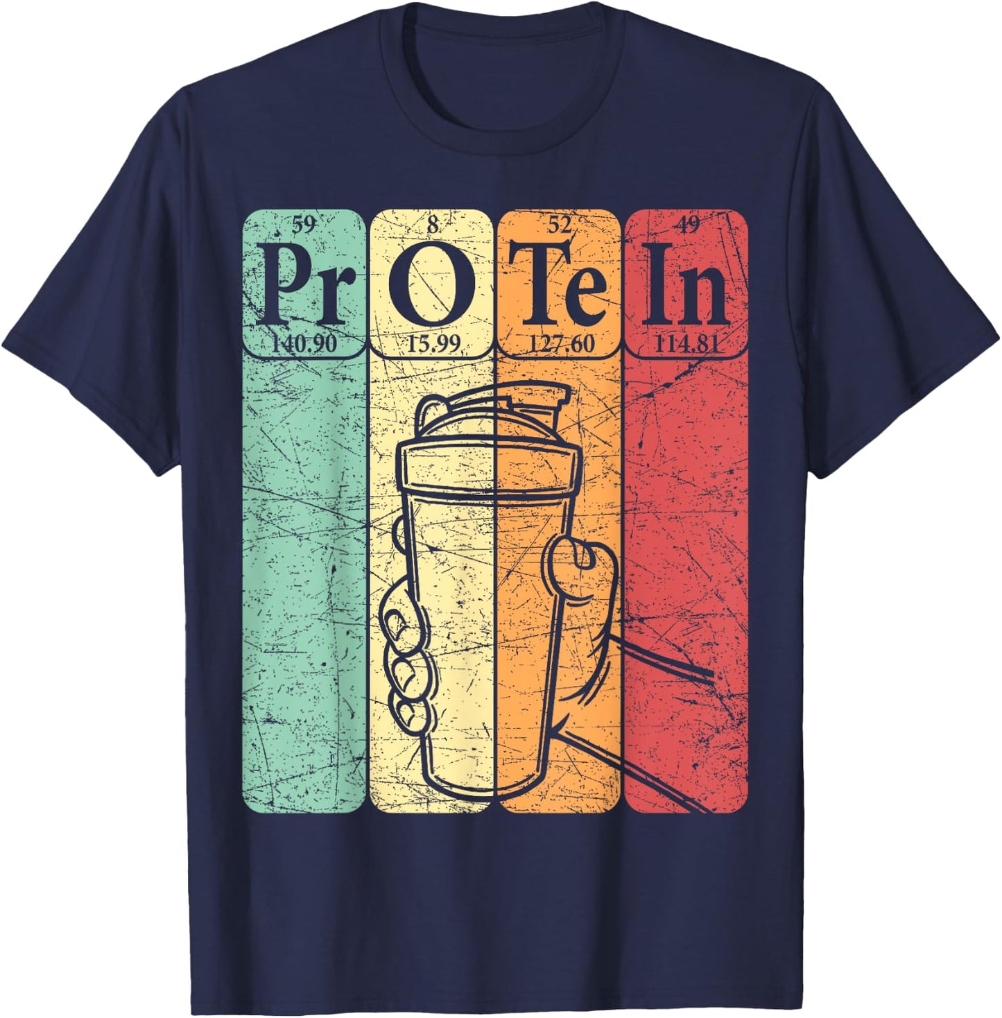 Gym Protein Periodic Table Elements Workout Protein Shake T-Shirt - T-Shirt | Navy