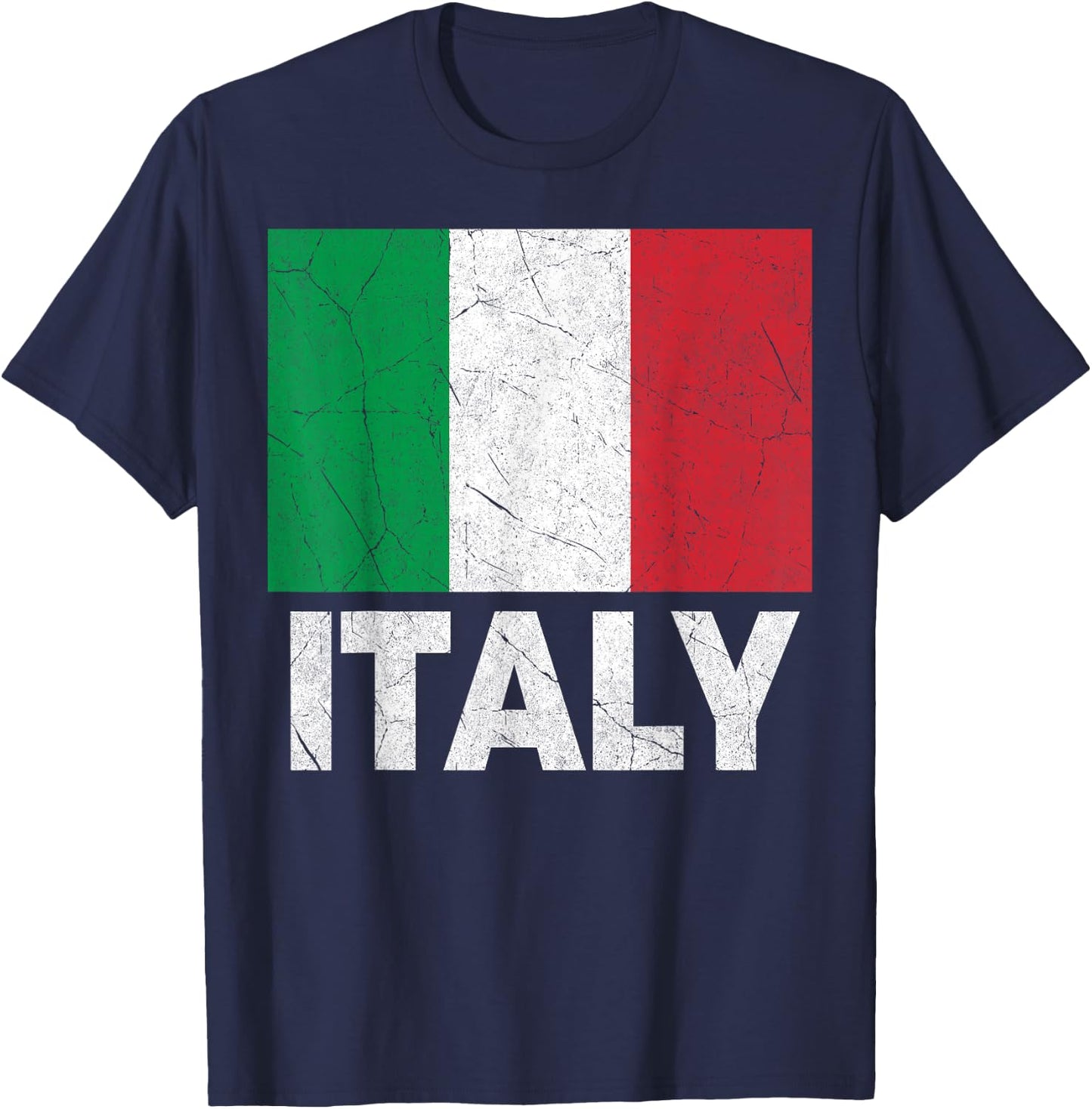 Vintage Italy Flag Italia Pride Italian Family Italiano T-Shirt - T-Shirt | Navy