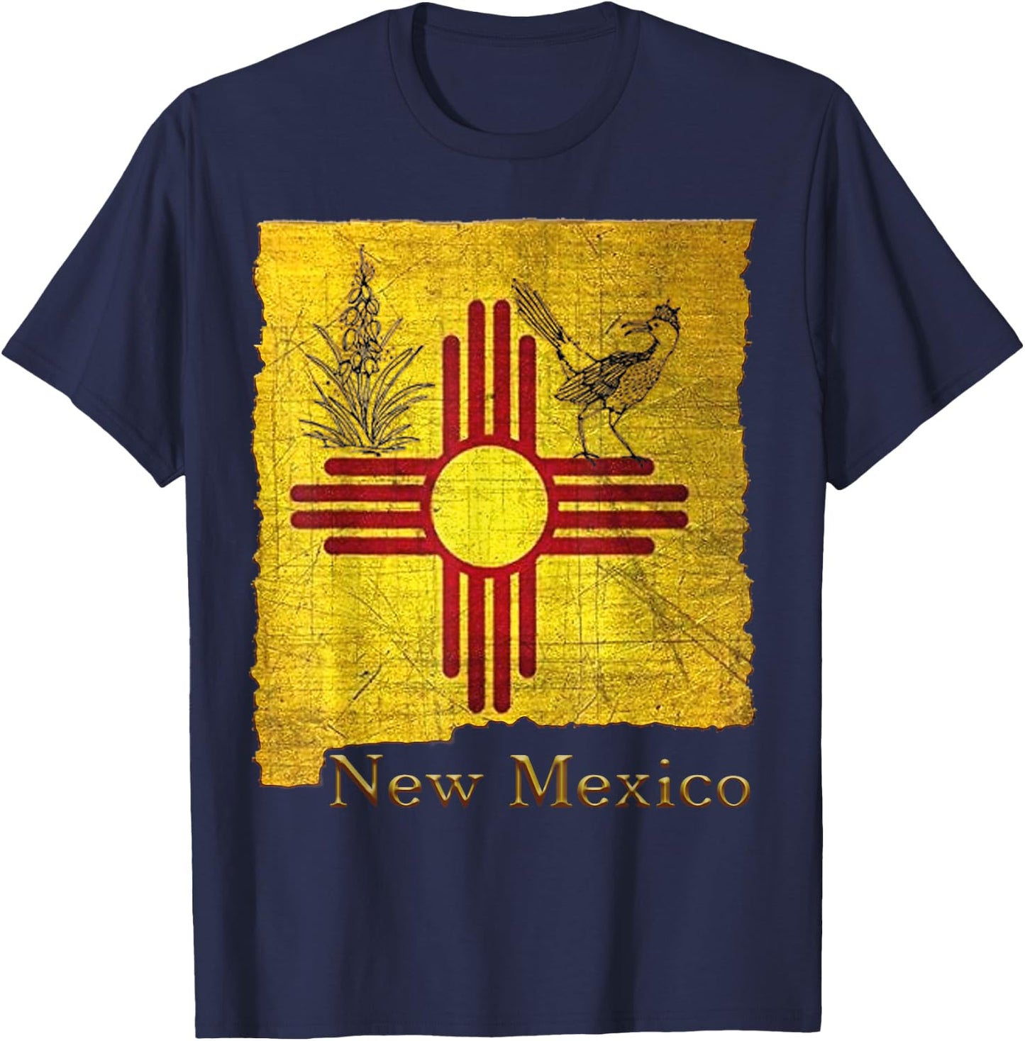 New Mexico Land of Enchantment roadrunner yucca Santa Fe NM T-Shirt - T-Shirt | Navy