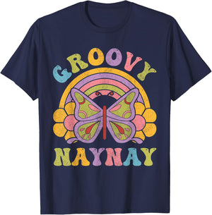 80s 70s Shirts , Grandma Groovy Naynay Butterfly T-Shirt - T-Shirt | Navy
