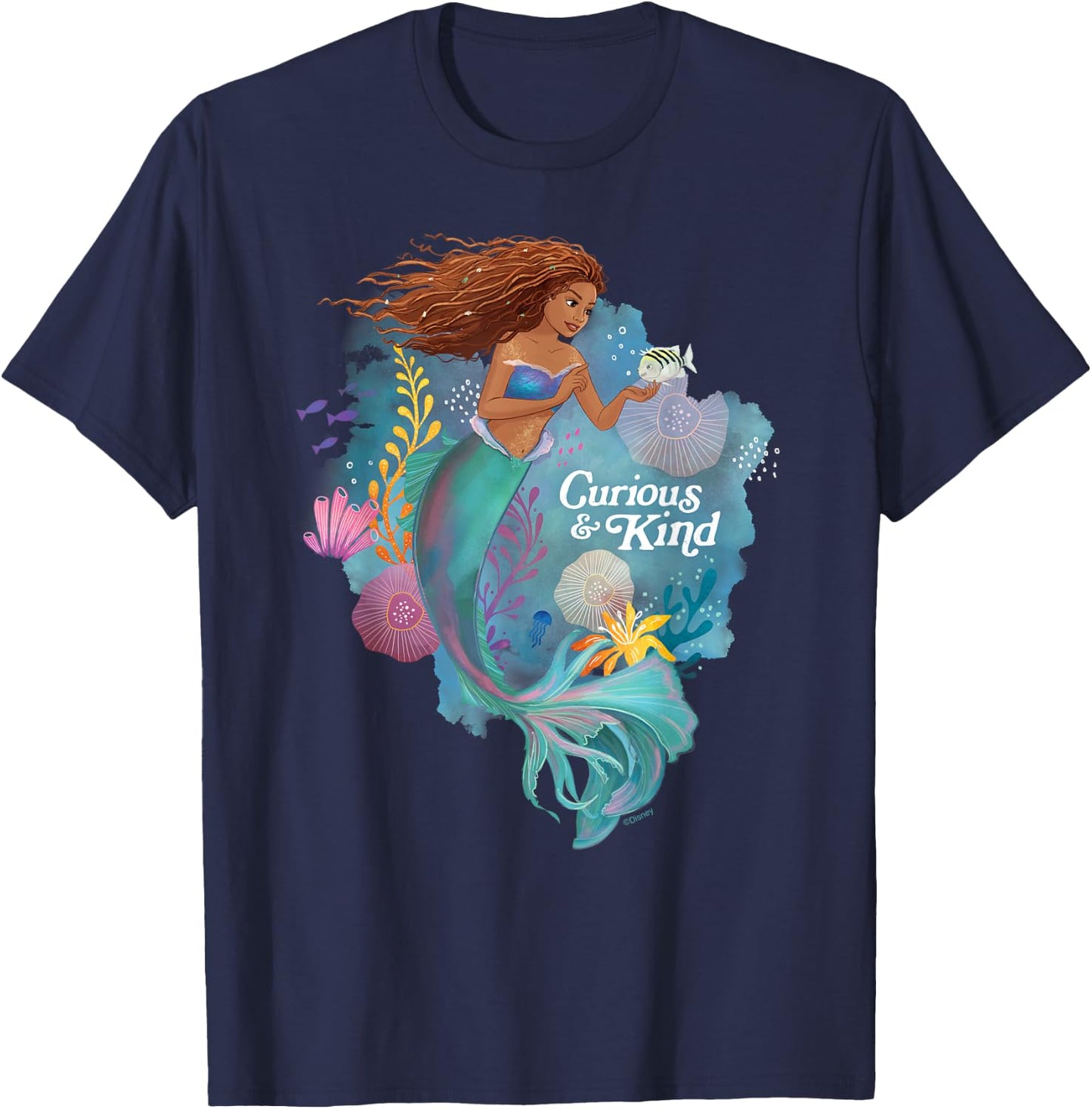 Disney The Little Mermaid Ariel Curious & Kind T-Shirt - T-Shirt | Navy