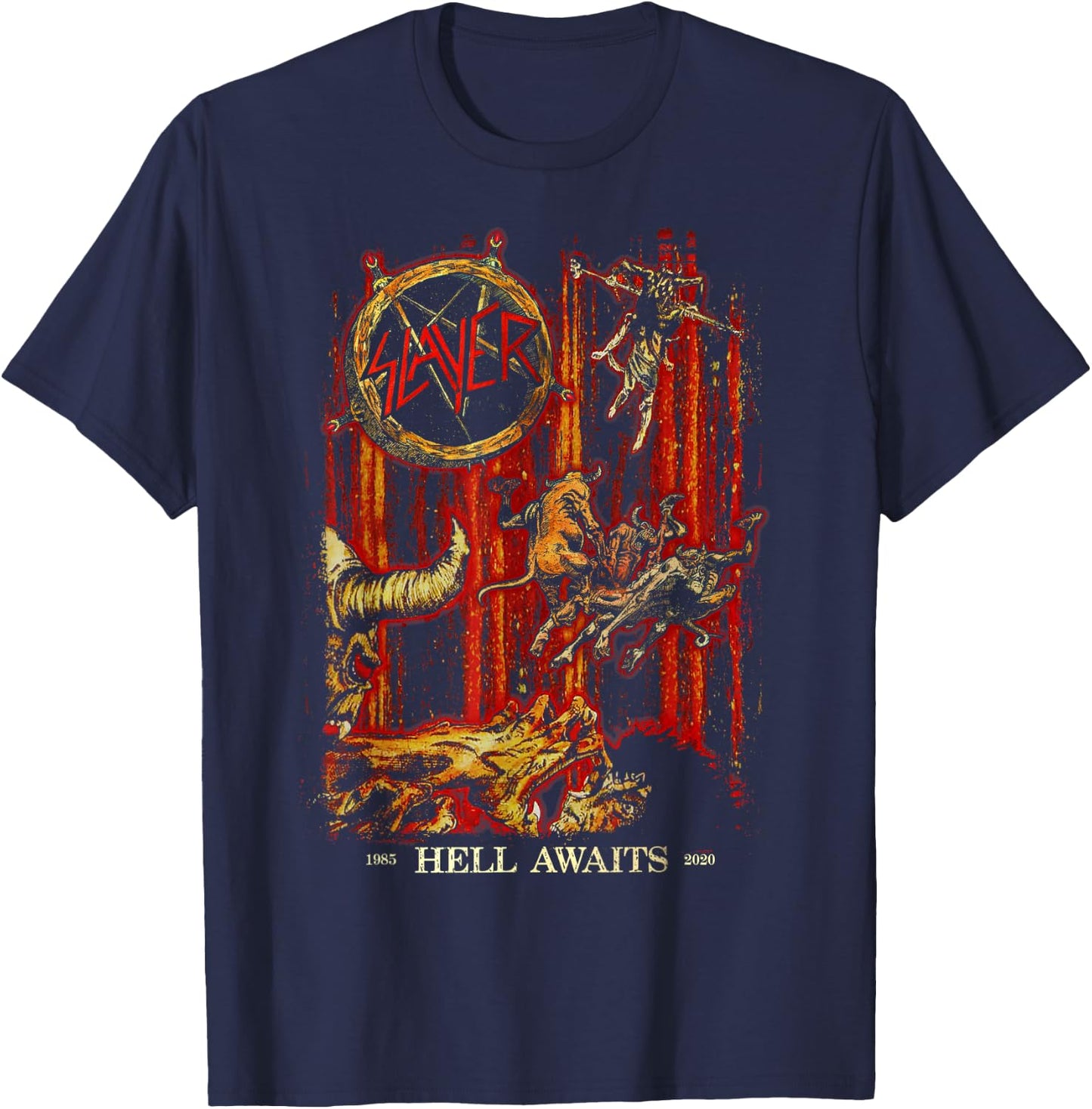 Slayer - Hell Awaits Anniversary Cover T-Shirt - T-Shirt | Navy
