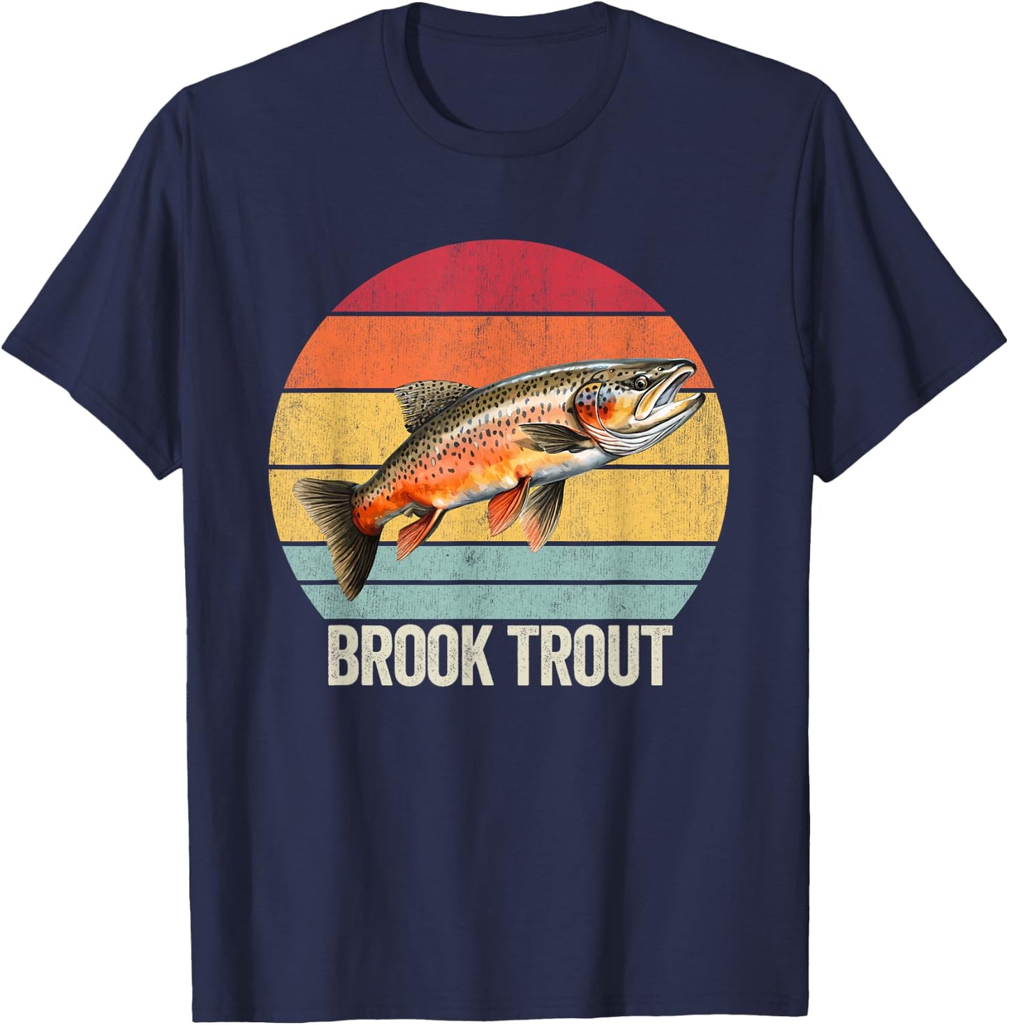 Brook Trout Vintage, Freshwater Brook Trout T-Shirt - T-Shirt | Navy