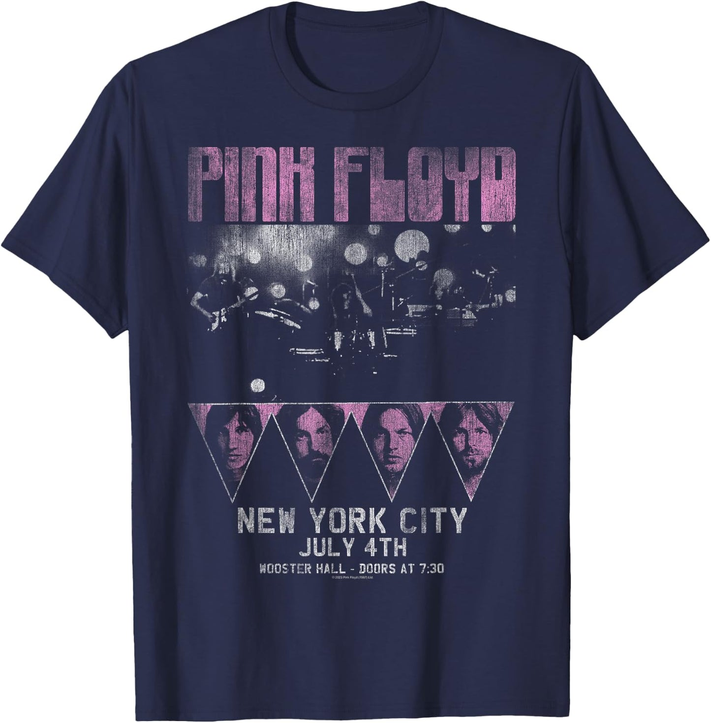 Official Pink Floyd Rock Band Tour NYC Classic Retro Music T-Shirt - T-Shirt | Navy