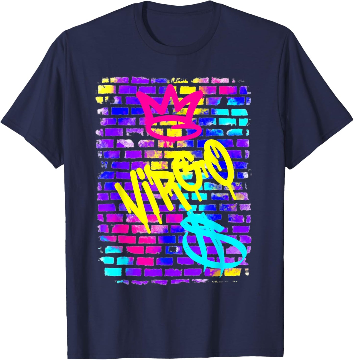 Virgo Birthday Zodiac Retro 90s Graffiti Sign Trendy Rad T-Shirt - T-Shirt | Navy
