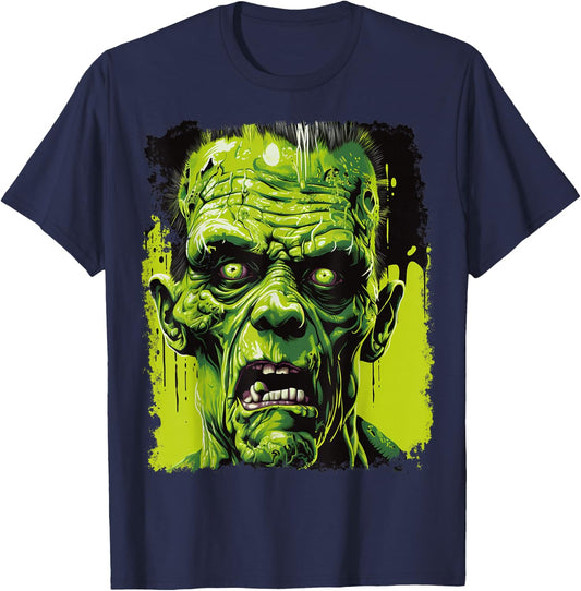 Green Zombie Halloween T-Shirt - T-Shirt | Navy