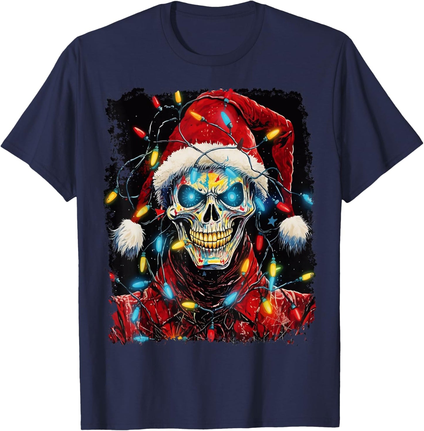 Pop Art Halloween Design Strawman Scarecrow Christmas Horror T-Shirt - T-Shirt | Navy