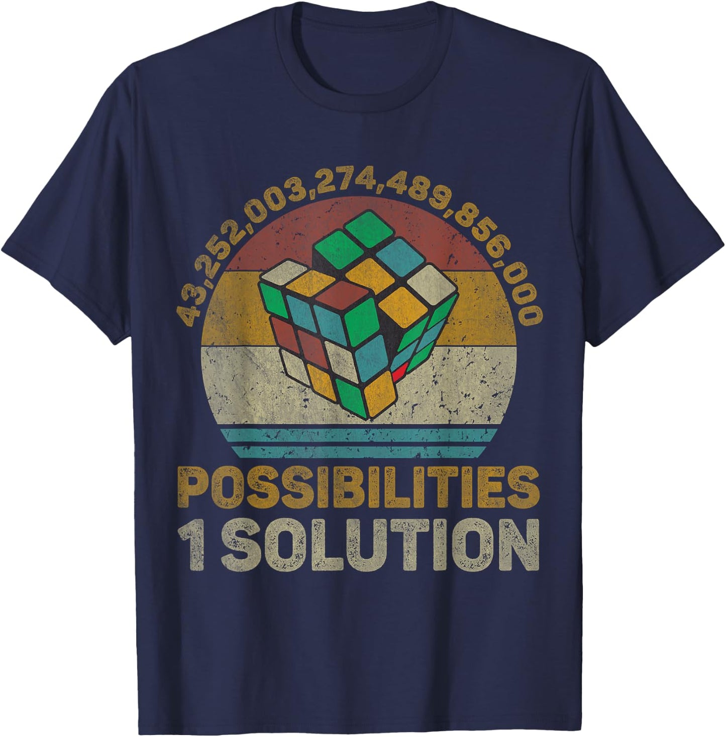 One Solution Vintage Math Speedcubing Lovers T-Shirt - T-Shirt | Navy