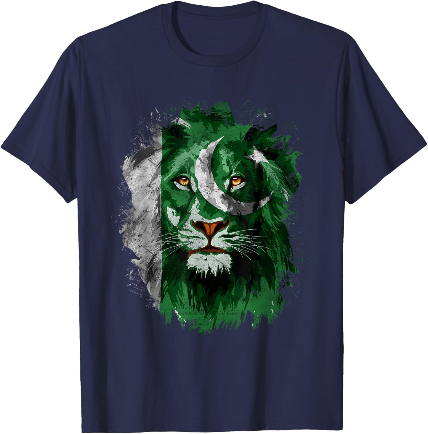 Pakistan Flag Lion Face Pakistani Pride Vintage T-Shirt - T-Shirt | Navy