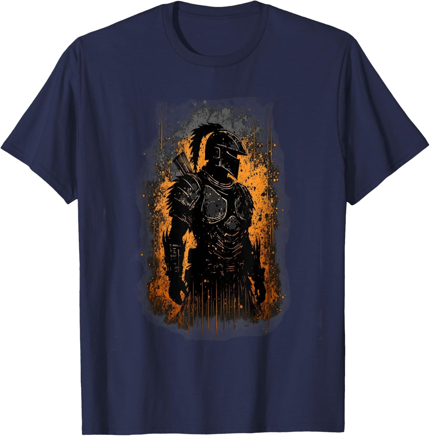 Spartan Warrior Grunge Graphic T-Shirt - T-Shirt | Navy