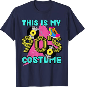 This Is My 90s Costume 1990s Theme Party Vinyl Nineties T-Shirt - T-Shirt | Navy