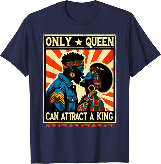 King & Queen Black Love African American Couples Marriage T-Shirt - T-Shirt | Navy