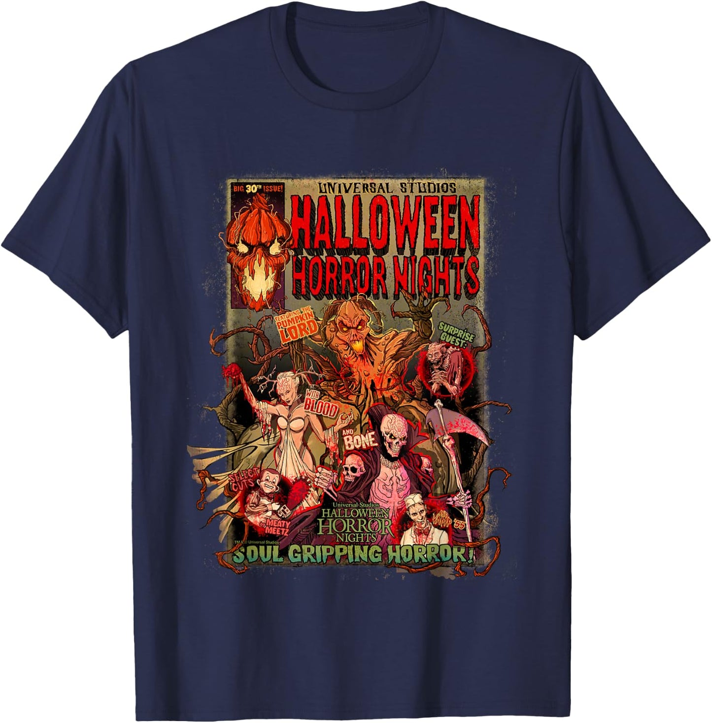 Halloween Horror Nights HHN The Pumpkin Lord Comic T-Shirt - T-Shirt | Navy