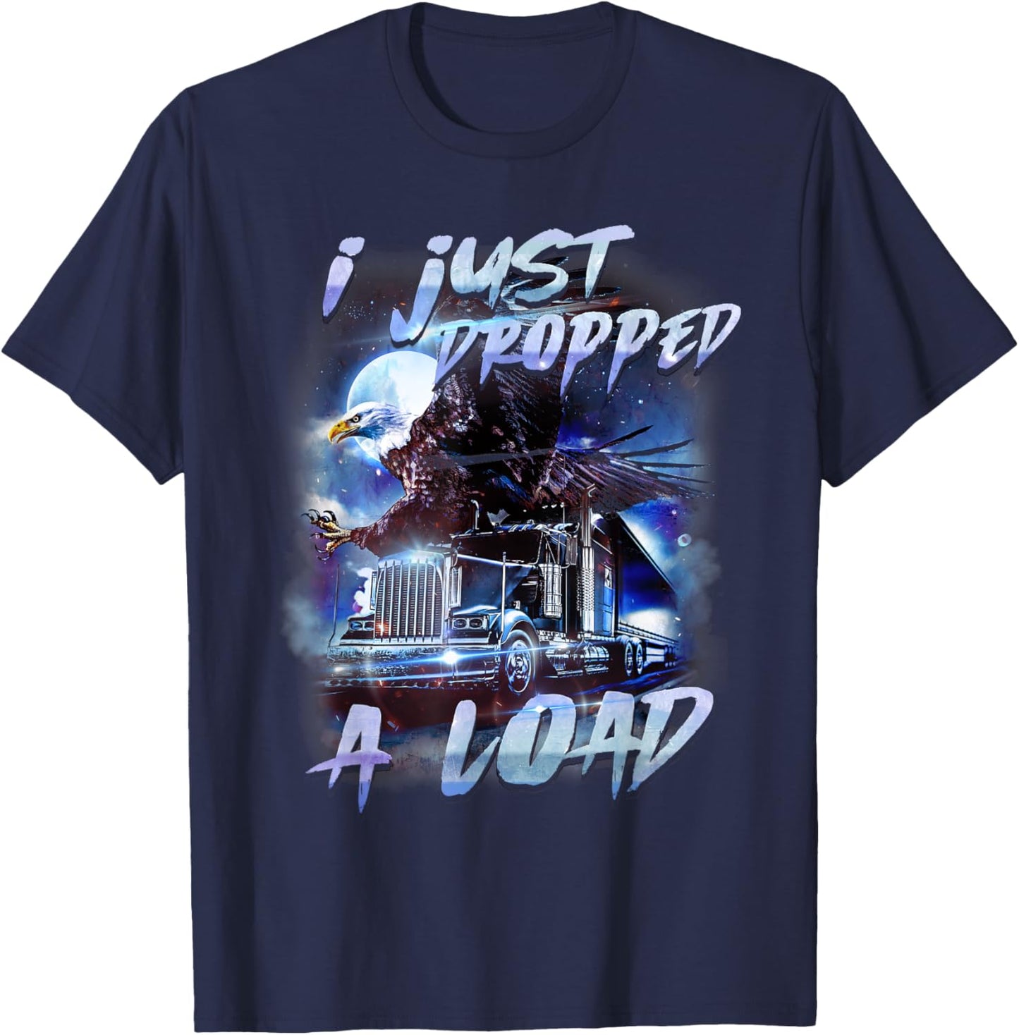 Funny Trucker Gifts Men Husband Semi Trailer Truck Driver T-Shirt - T-Shirt | Navy