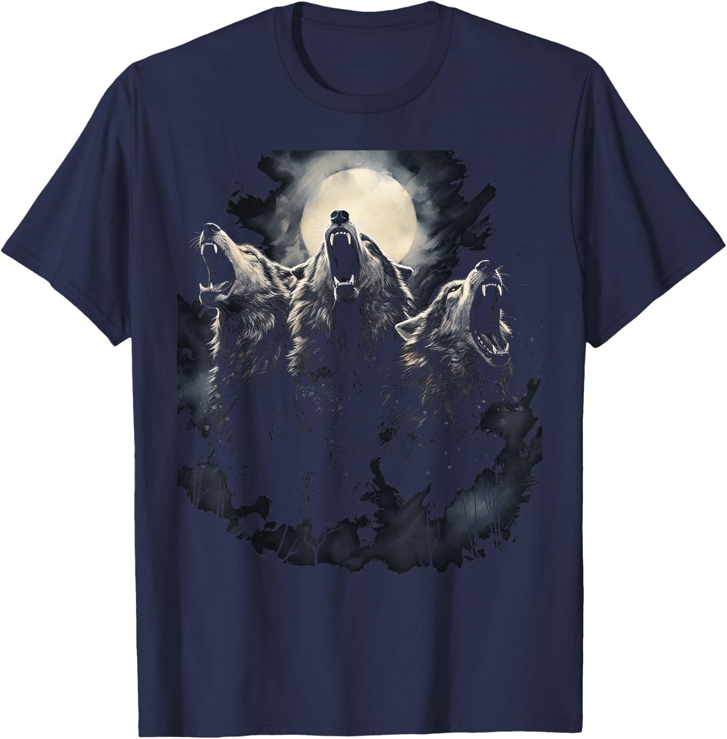 Wolves Howl to the Moon Wolf Wild Animals T-Shirt - T-Shirt | Navy