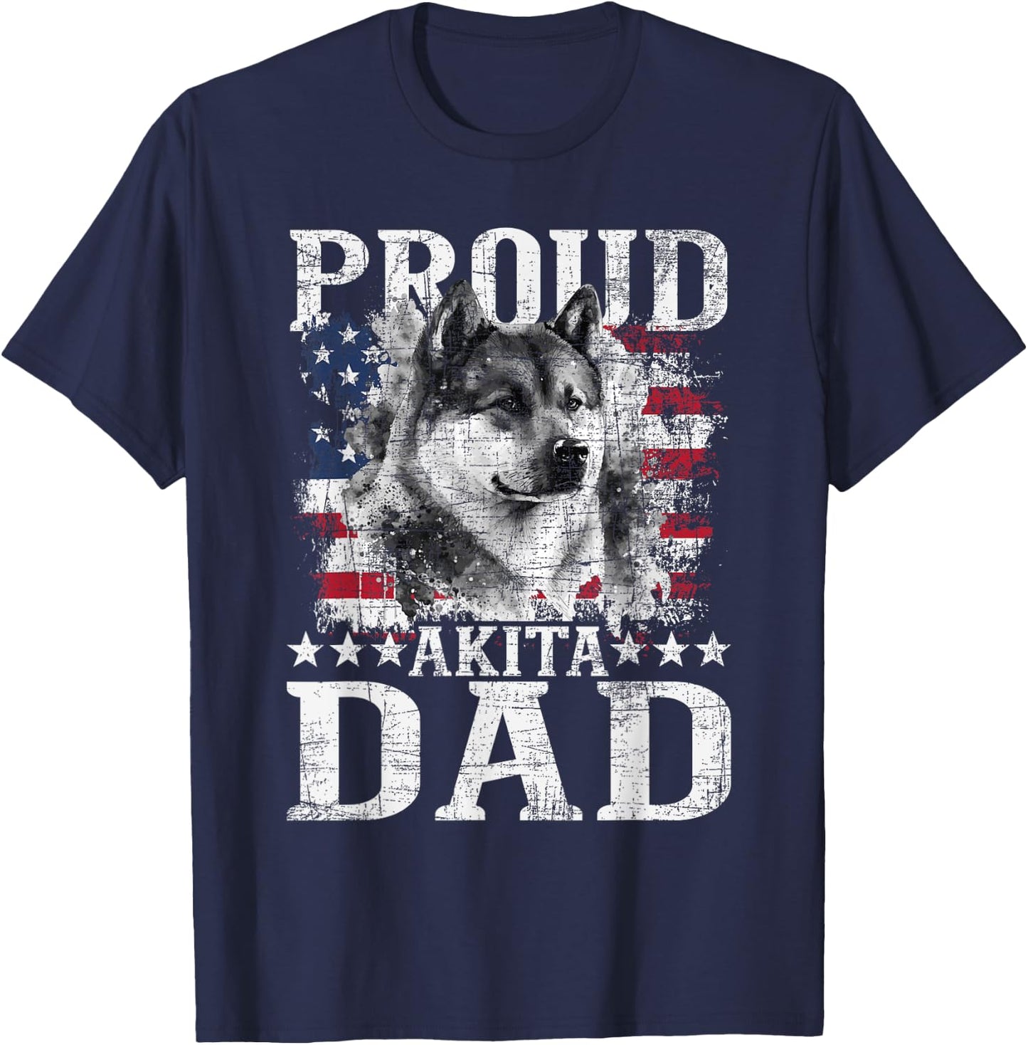 Proud Akita Dad - Patriotic Father's Day Canine Dog Lover Kids Men T-Shirt - T-Shirt | Navy