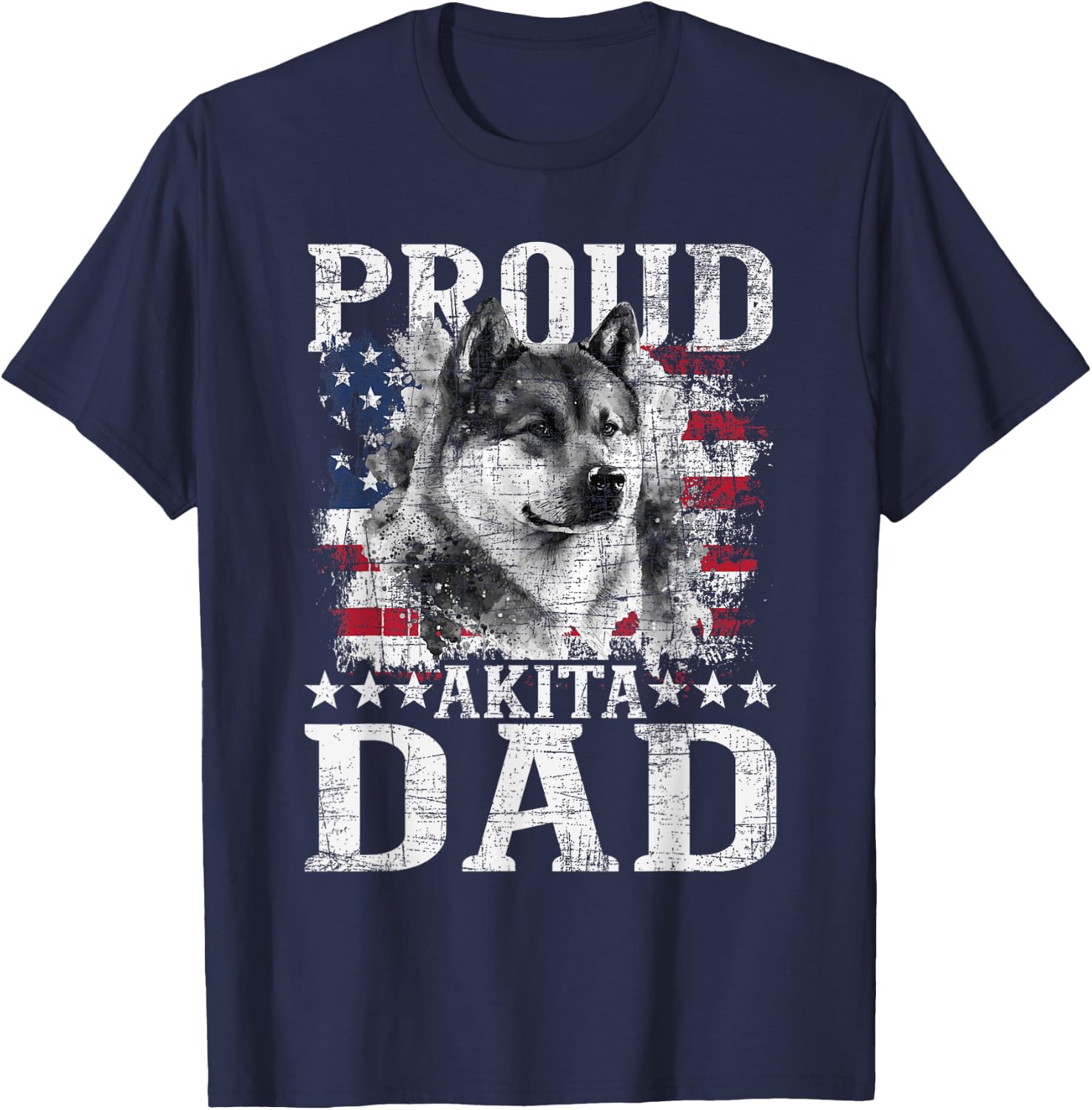 Proud Akita Dad - Patriotic Father's Day Canine Dog Lover Kids Men T-Shirt - T-Shirt | Navy