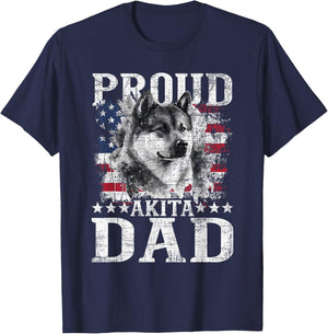 Proud Akita Dad - Patriotic Father's Day Canine Dog Lover Kids Men T-Shirt - T-Shirt | Navy