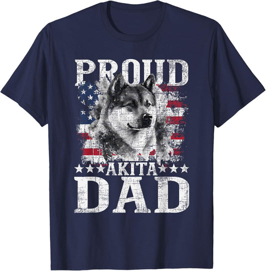 Proud Akita Dad - Patriotic Father's Day Canine Dog Lover Kids Men T-Shirt - T-Shirt | Navy