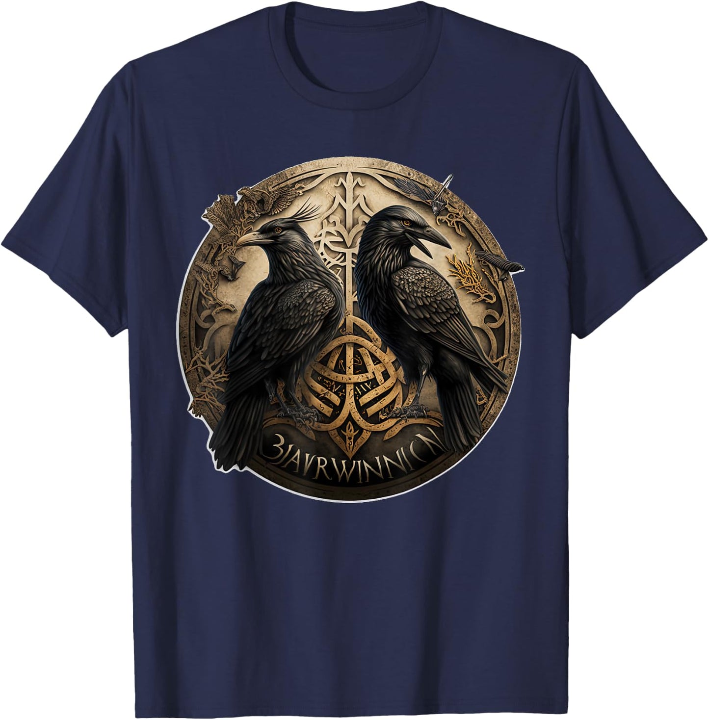 Scandinavian Odin Ravens T-Shirt - T-Shirt | Navy