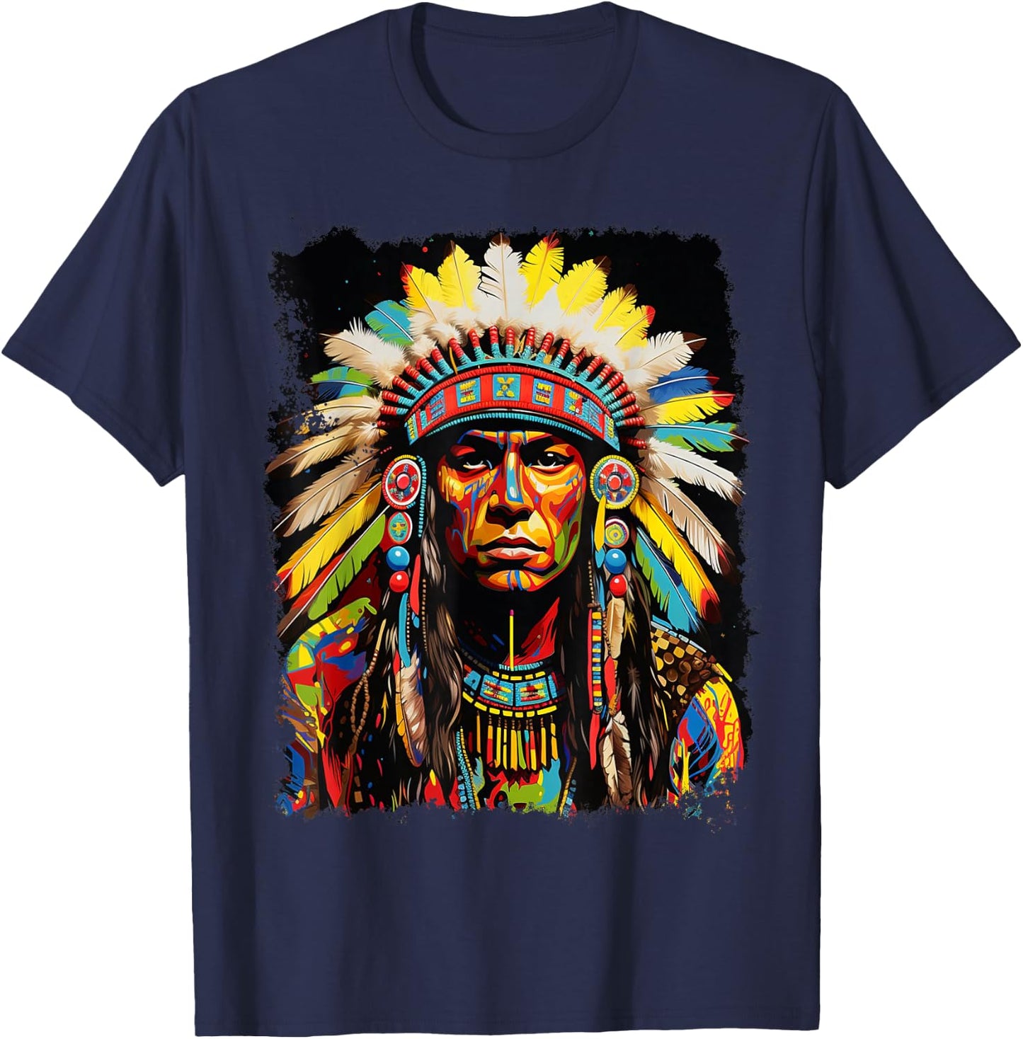 Wolf Native American Design T-Shirt - T-Shirt | Navy