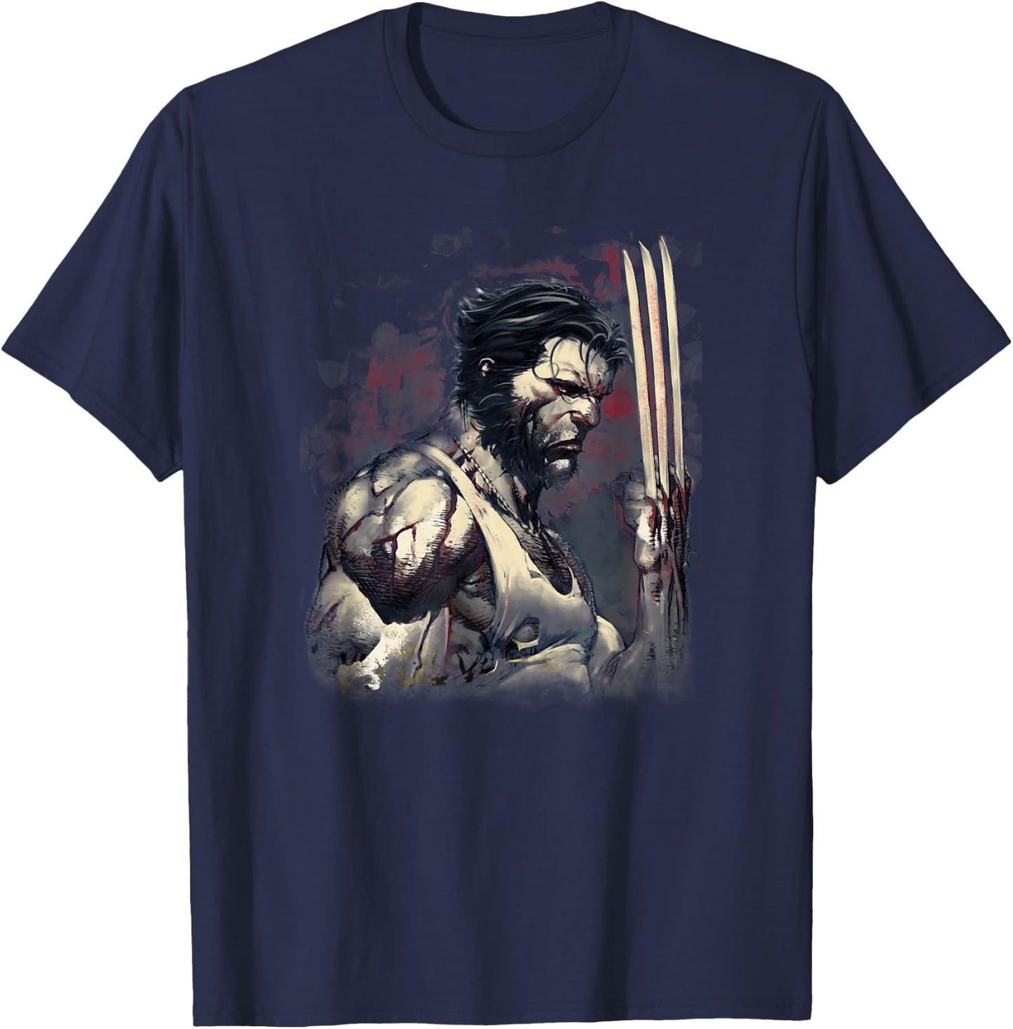 Marvel Wolverine Classic Blood & Steel Logan Profile T-Shirt - T-Shirt | Navy