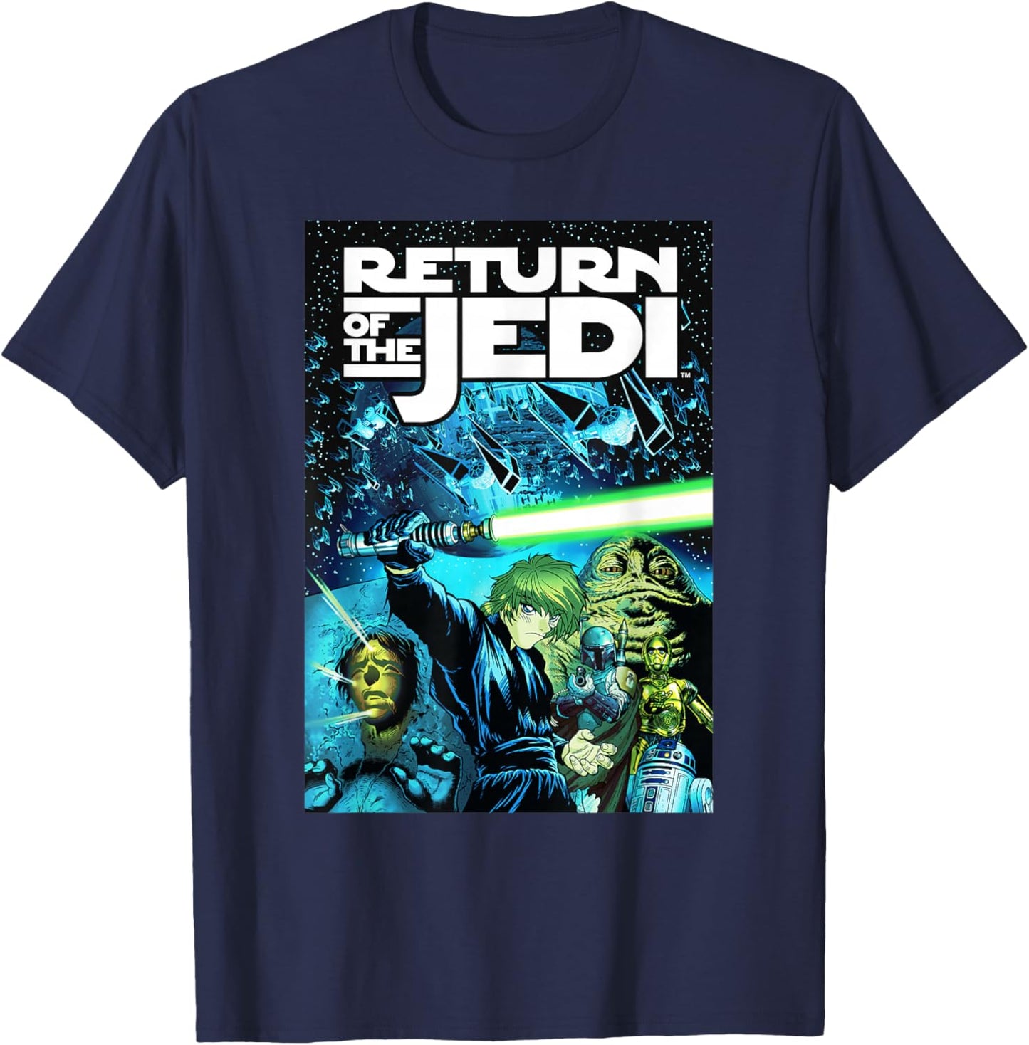 Star Wars Manga Style Return of the Jedi Poster T-Shirt - T-Shirt | Navy