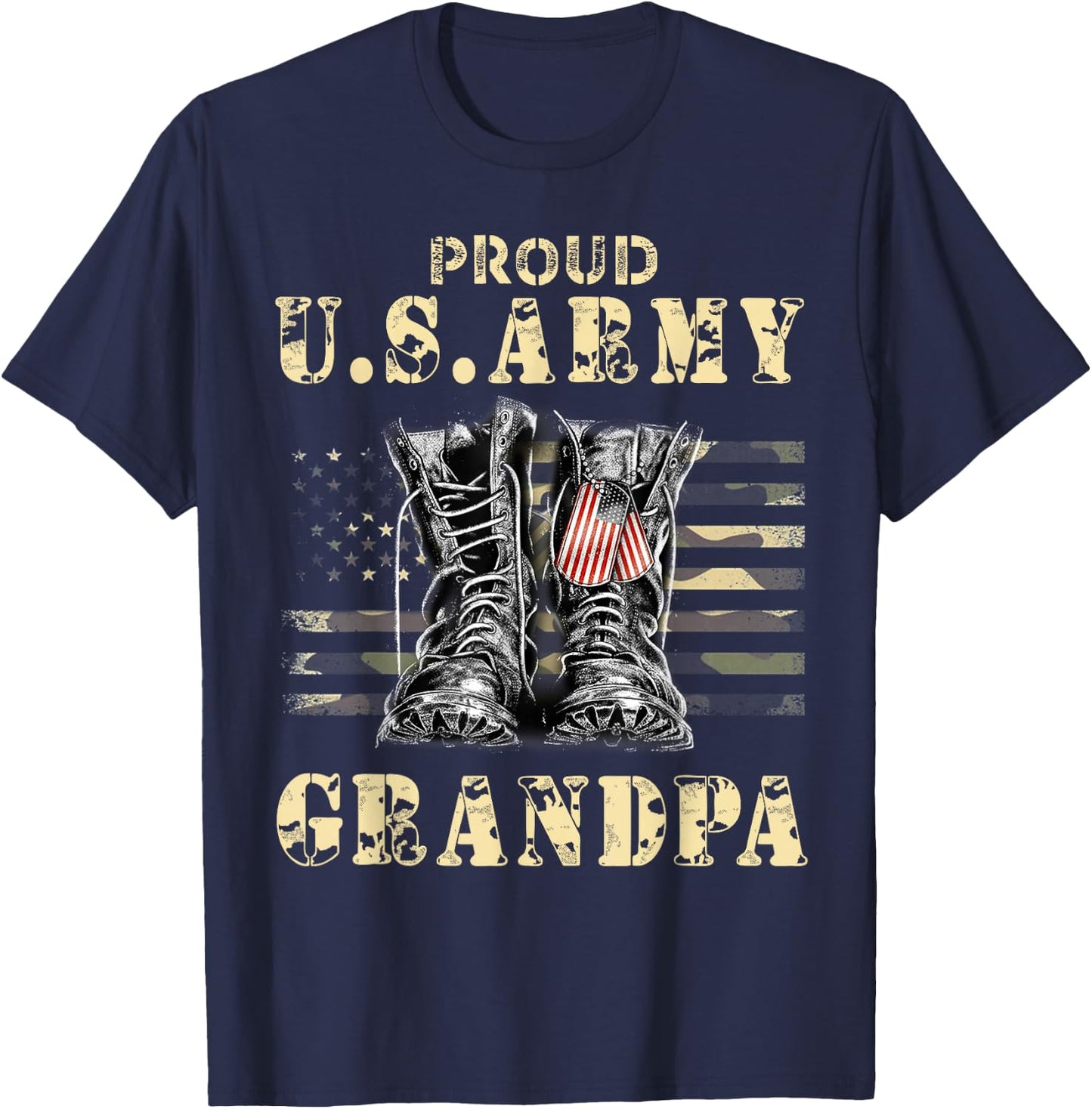 U.S. Patriot U.S. Flag Proud U.S. Army Grandpa T-Shirt - T-Shirt | Navy
