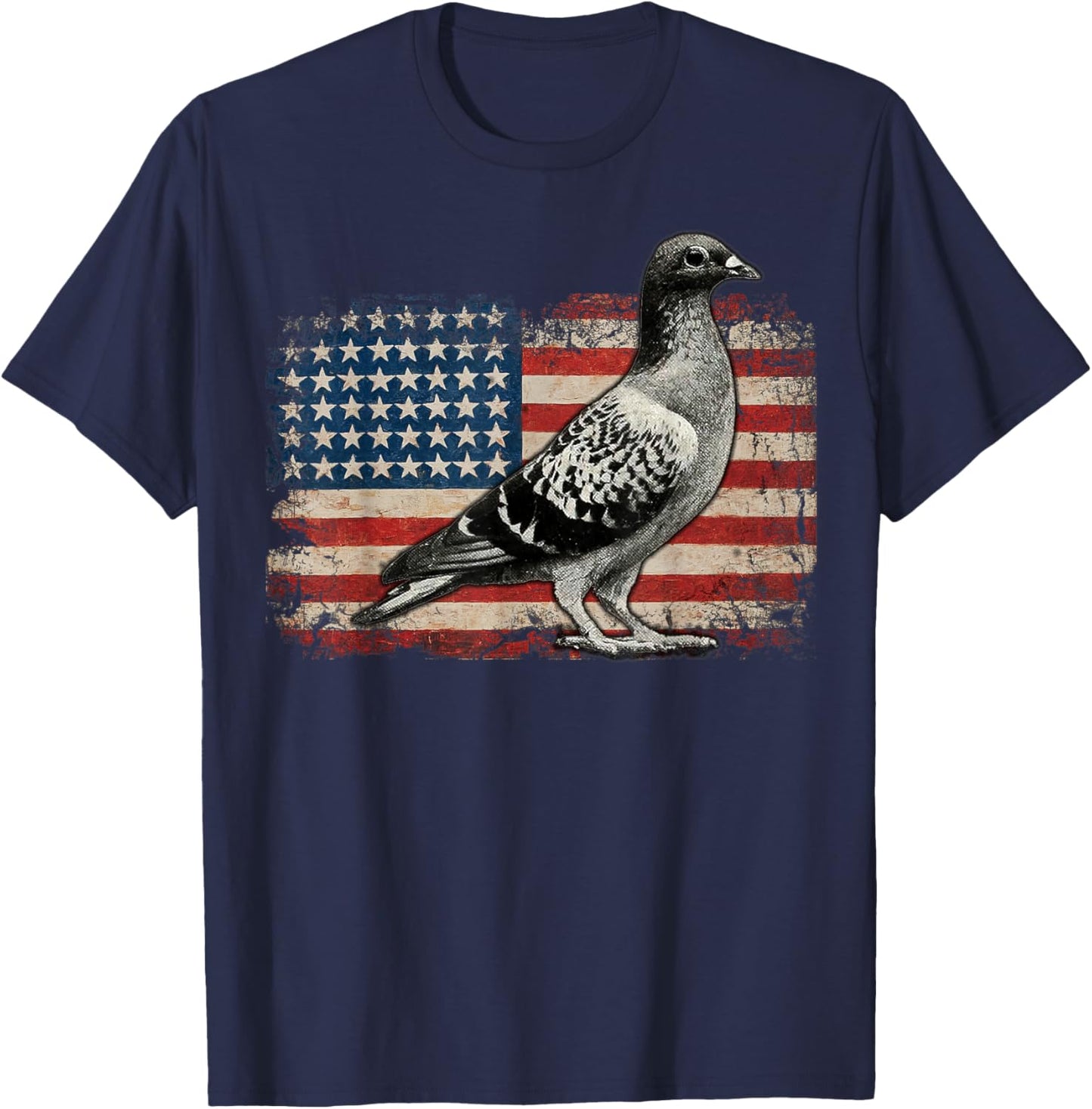 Pigeon American flag Bird 4th of July USA Patriotic USA flag Women Kids Men T-Shirt - T-Shirt | Navy