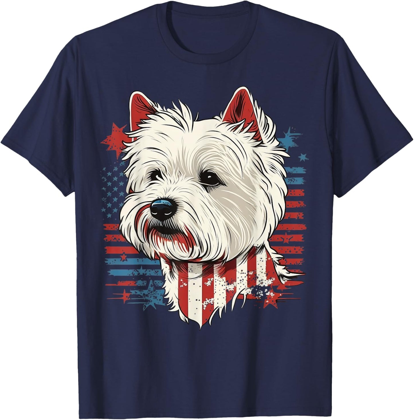 USA Westie Patriotic American West Highland White Terrier Kids Men T-Shirt - T-Shirt | Navy