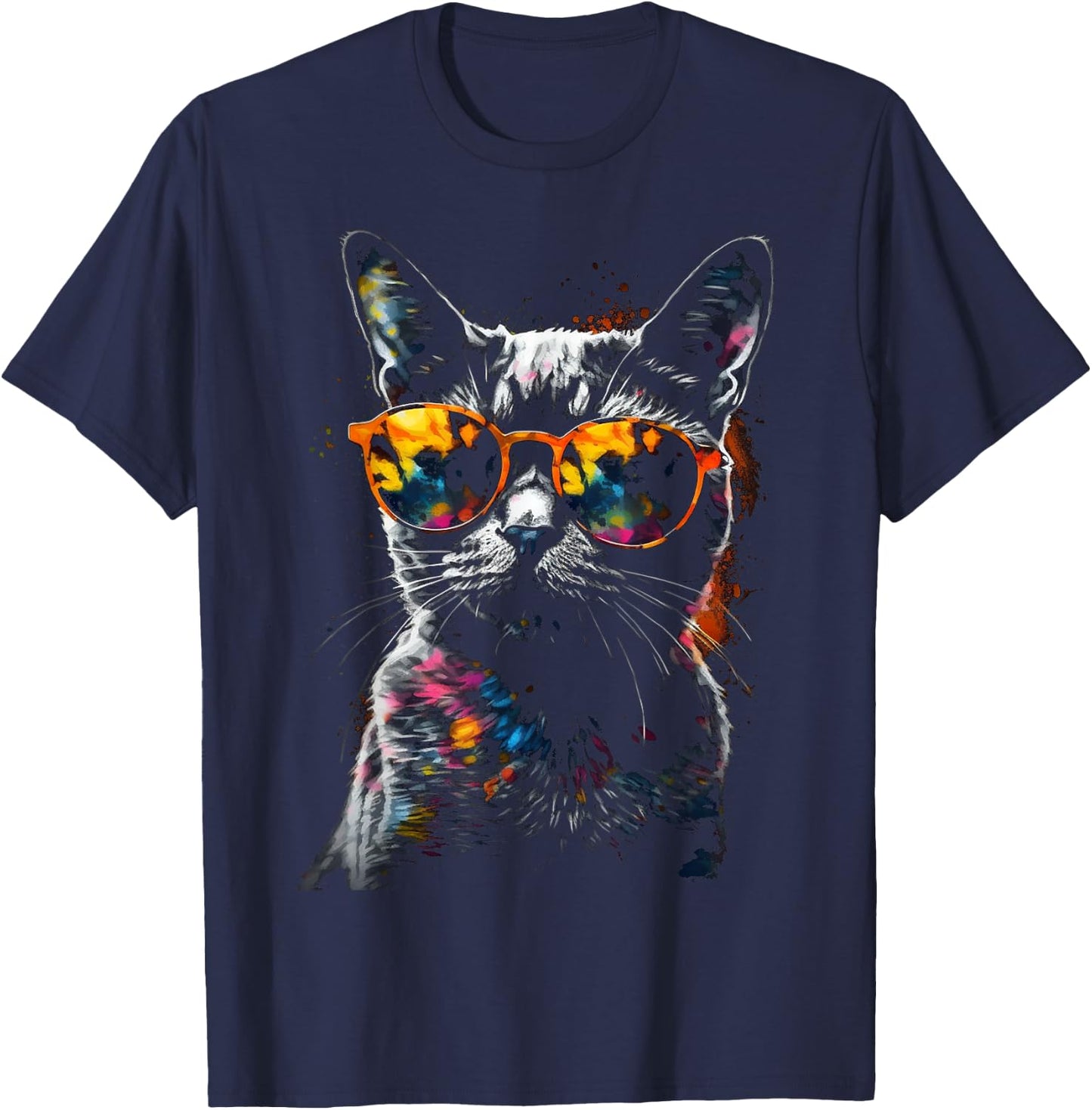 Cat Sunglasses - Pet Animal Art Cat T-Shirt - T-Shirt | Navy