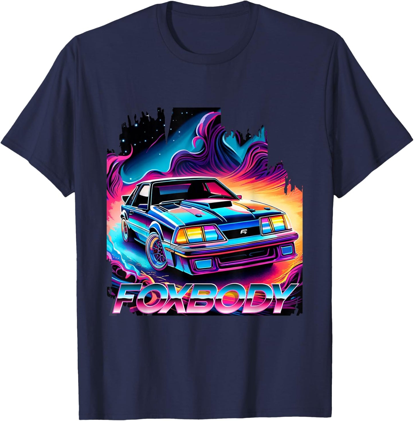 Foxbody 5.0 American Muscle Stang Car T-Shirt - T-Shirt | Navy