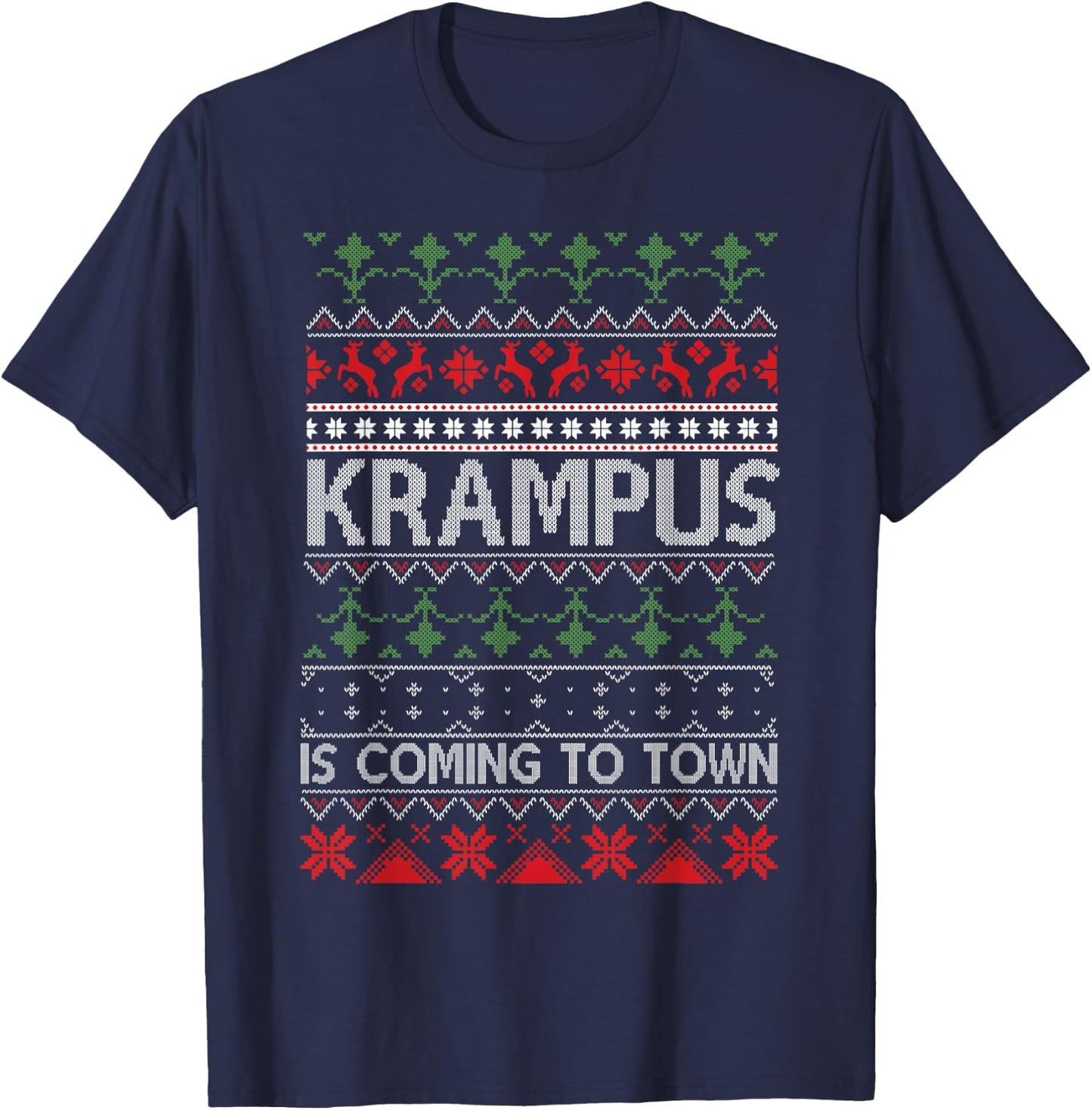 Merry Krampus Christmas Krampus Is Coming To Town T-Shirt - T-Shirt | Navy