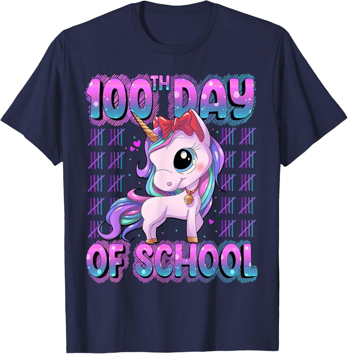 100 Days Of School Shirt Unicorn 100 Days Smarter 100th Day T-Shirt - T-Shirt | Navy