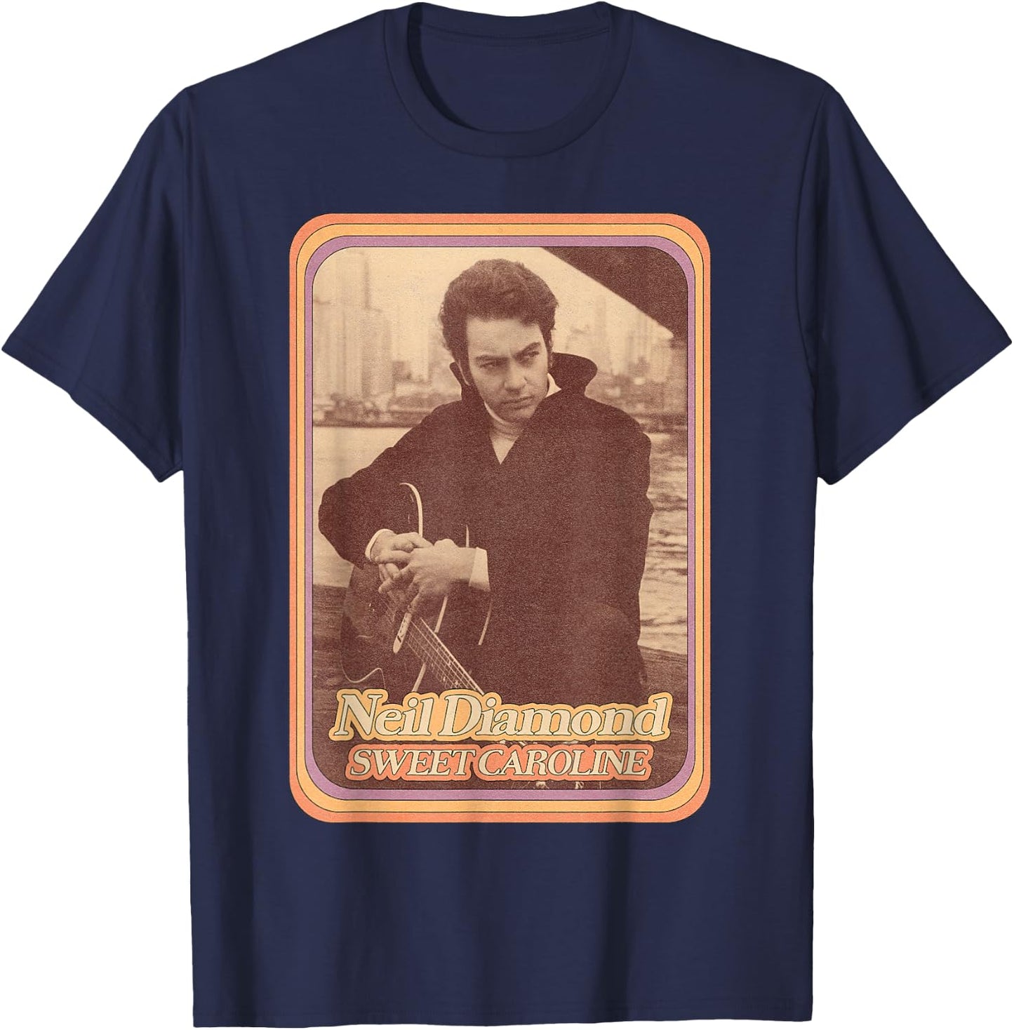 Official Neil Diamond Guitar Photo T-Shirt - T-Shirt | Navy