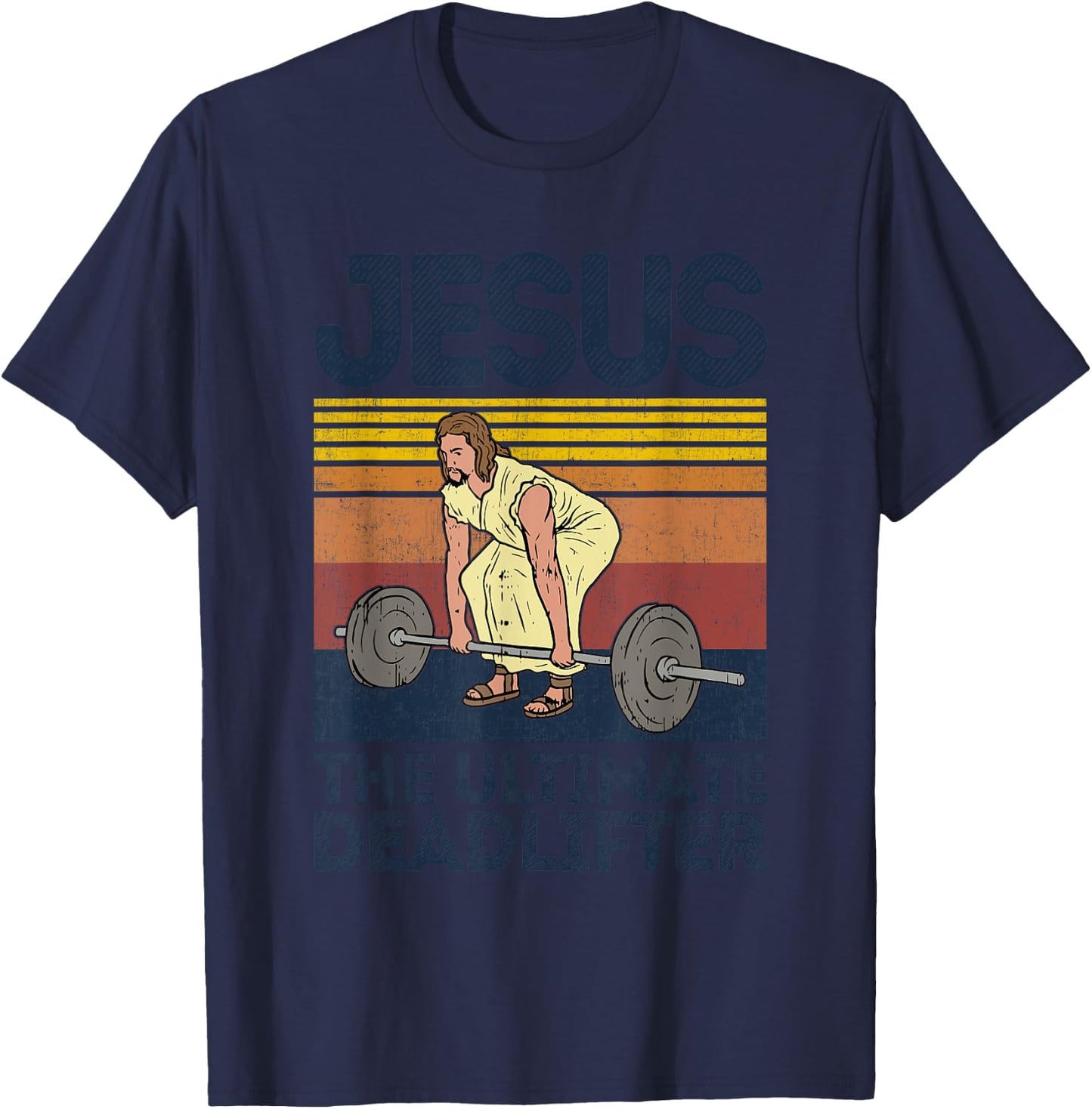 Vintage Jesus The Ultimate Deadlifter Funny Christian Gym T-Shirt - T-Shirt | Navy