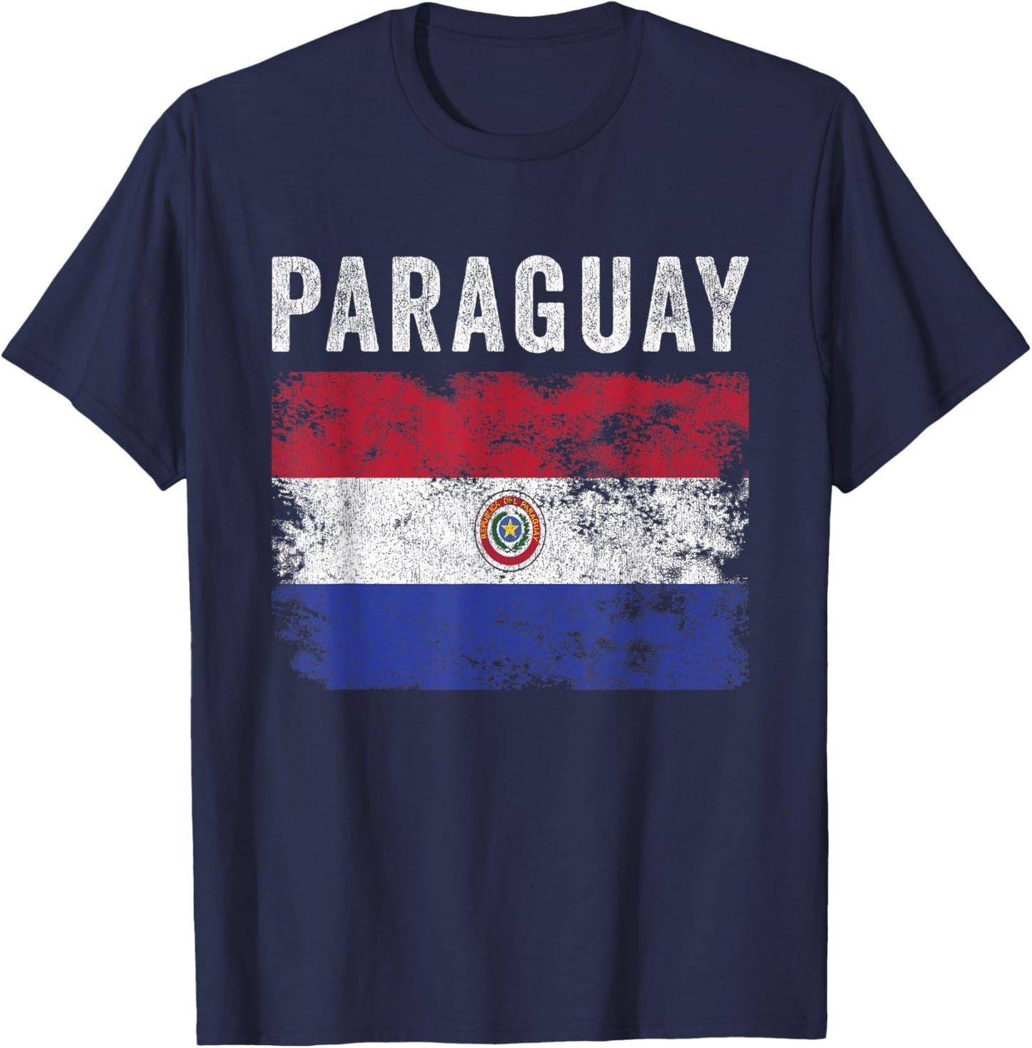 Paraguay Flag Distressed - Men Women Kids - Paraguayan Flag T-Shirt - T-Shirt | Navy