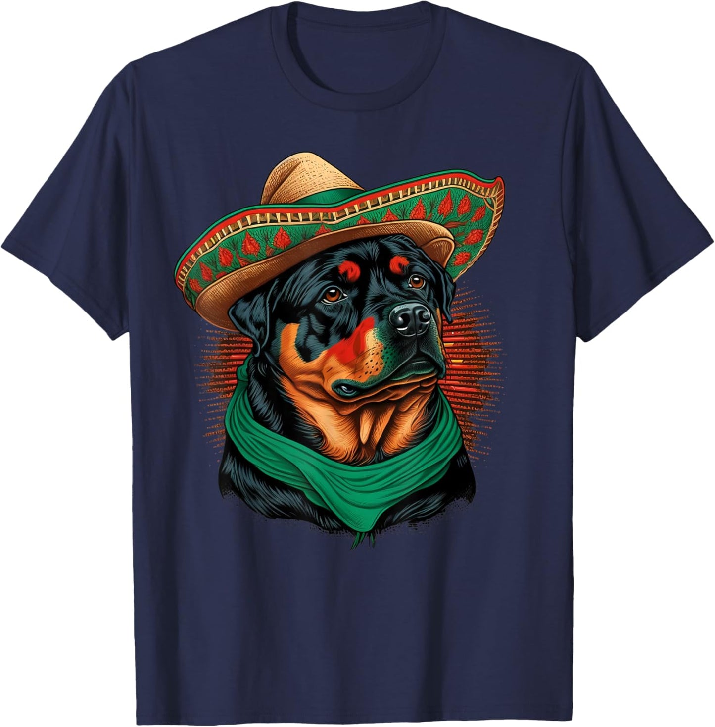 Mexico Cinco de Mayo Sombrero Mexican Rottweiler T-Shirt - T-Shirt | Navy